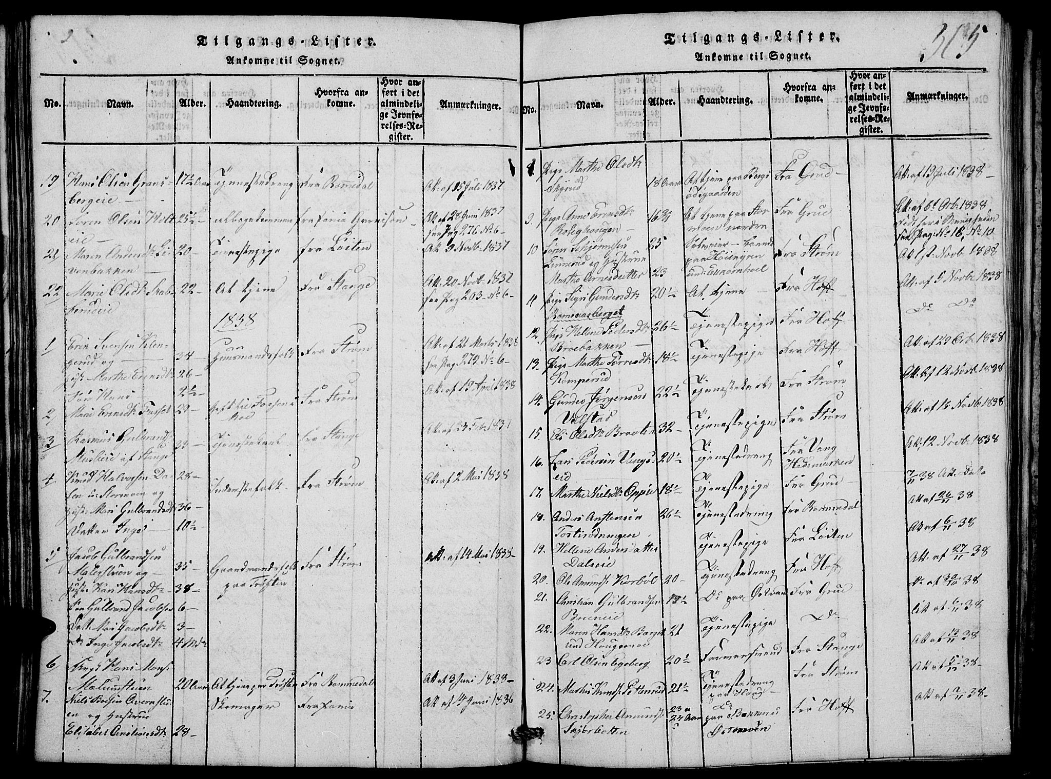 Nord-Odal prestekontor, AV/SAH-PREST-032/H/Ha/Hab/L0001: Parish register (copy) no. 1, 1819-1838, p. 305