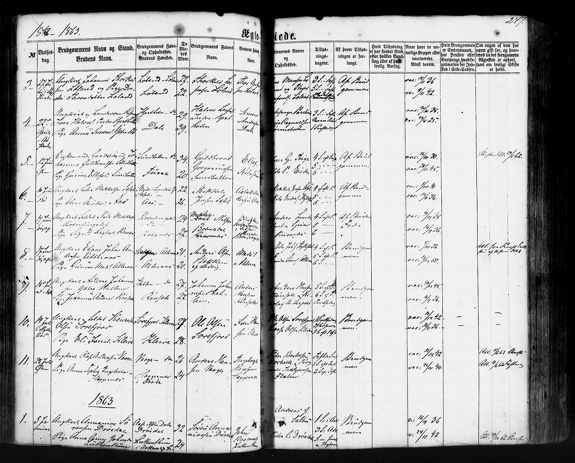 Hyllestad sokneprestembete, SAB/A-80401: Parish register (official) no. A 1, 1861-1886, p. 247