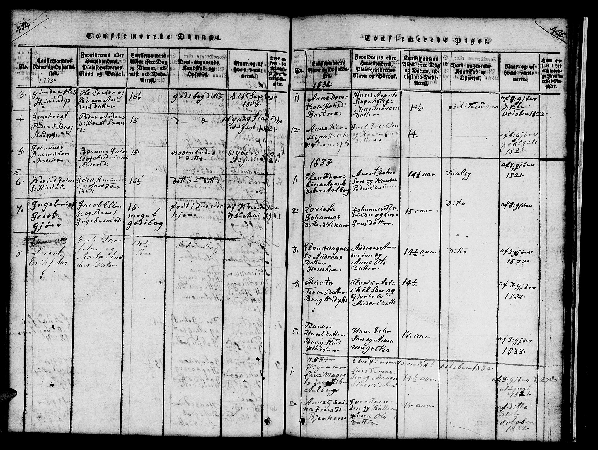 Ministerialprotokoller, klokkerbøker og fødselsregistre - Nord-Trøndelag, AV/SAT-A-1458/732/L0317: Parish register (copy) no. 732C01, 1816-1881, p. 484-485