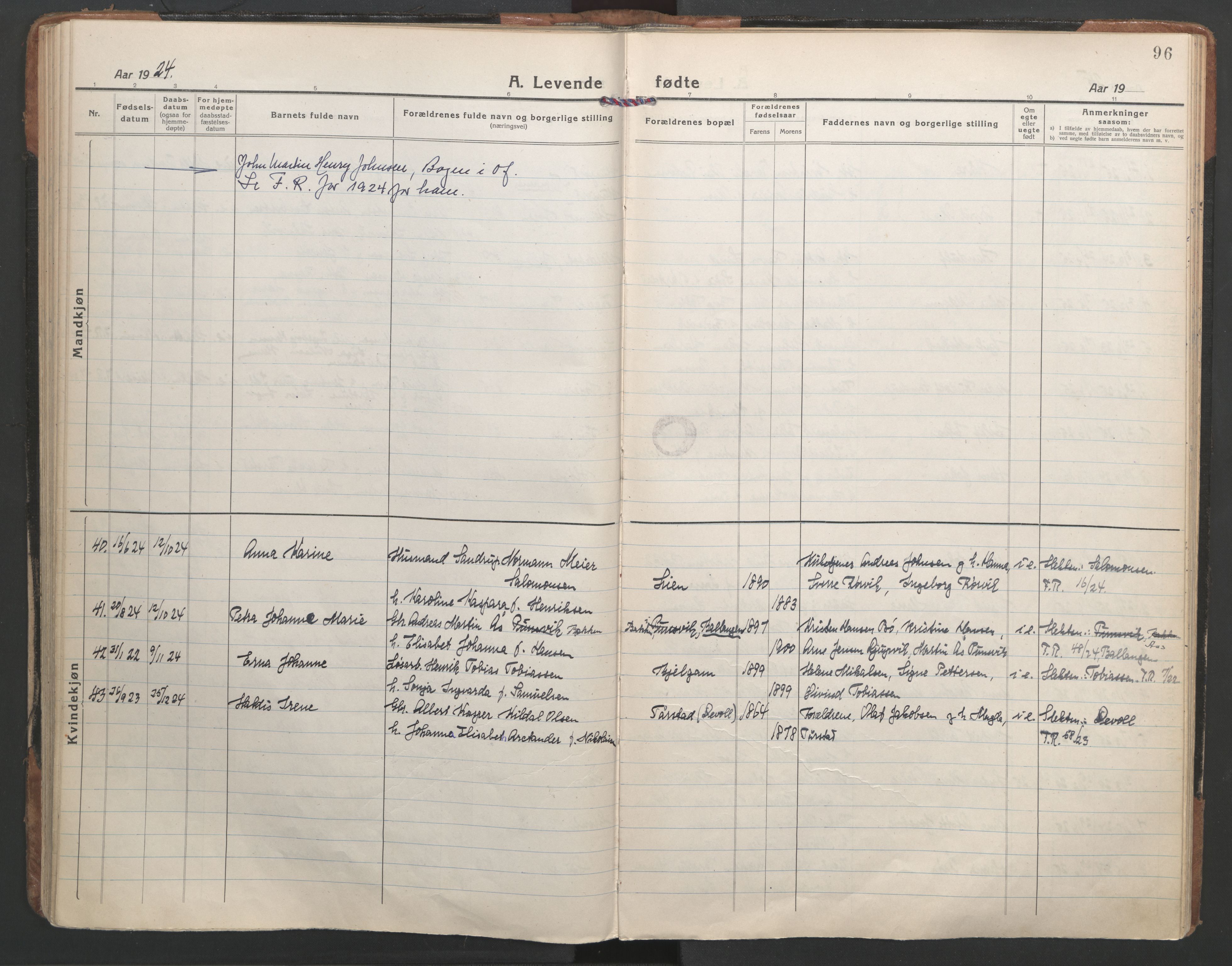 Ministerialprotokoller, klokkerbøker og fødselsregistre - Nordland, AV/SAT-A-1459/863/L0904: Parish register (official) no. 863A16, 1915-1937, p. 96