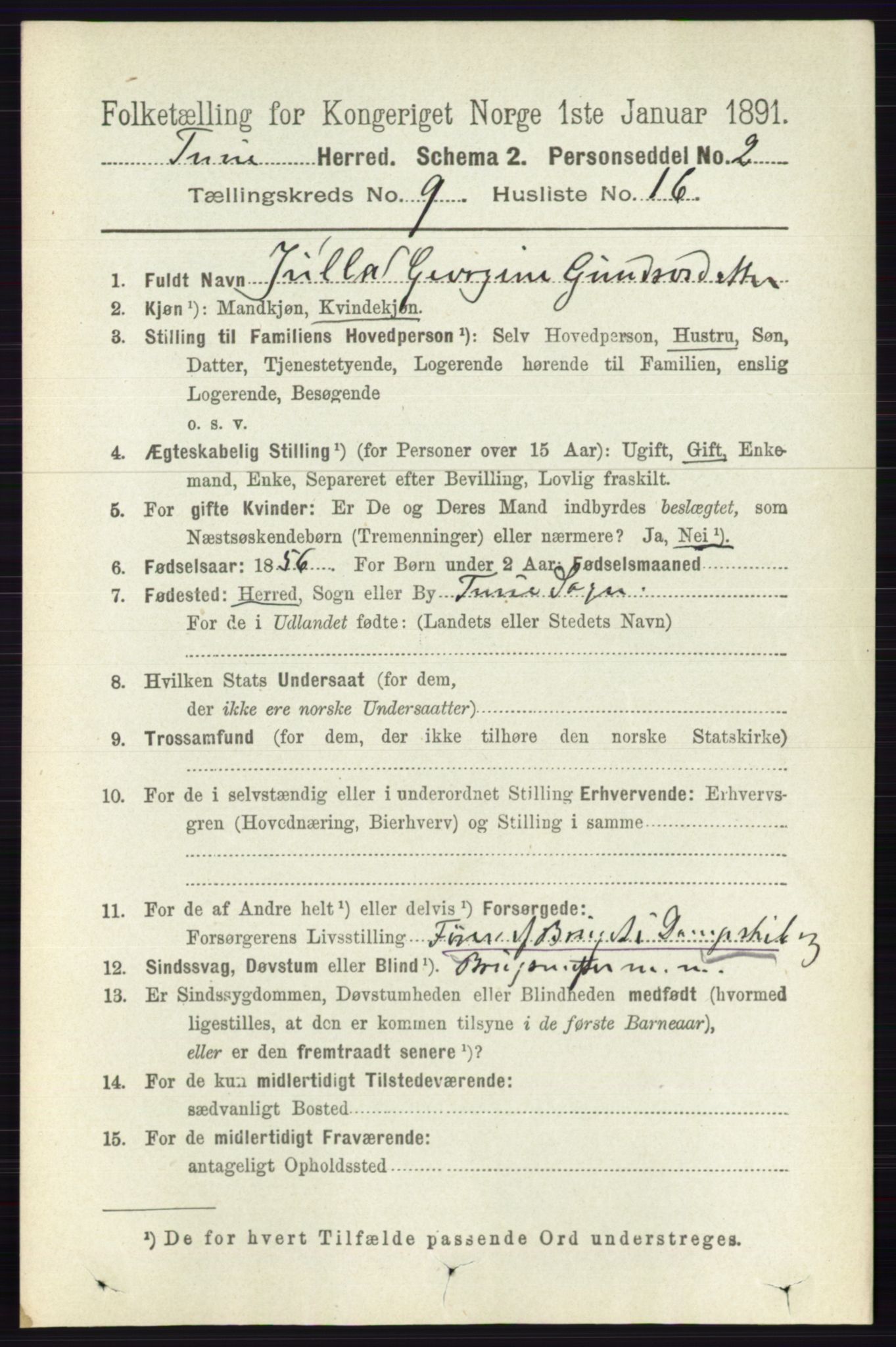 RA, 1891 census for 0130 Tune, 1891, p. 6305