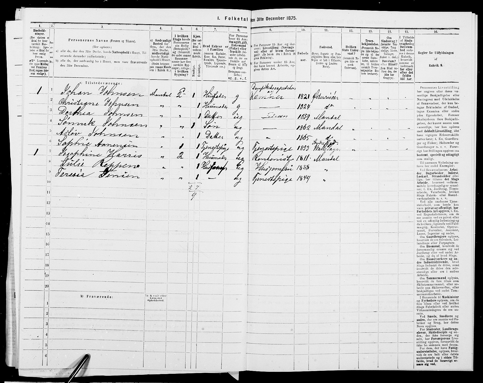 SAK, 1875 census for 1002B Mandal/Mandal, 1875, p. 211