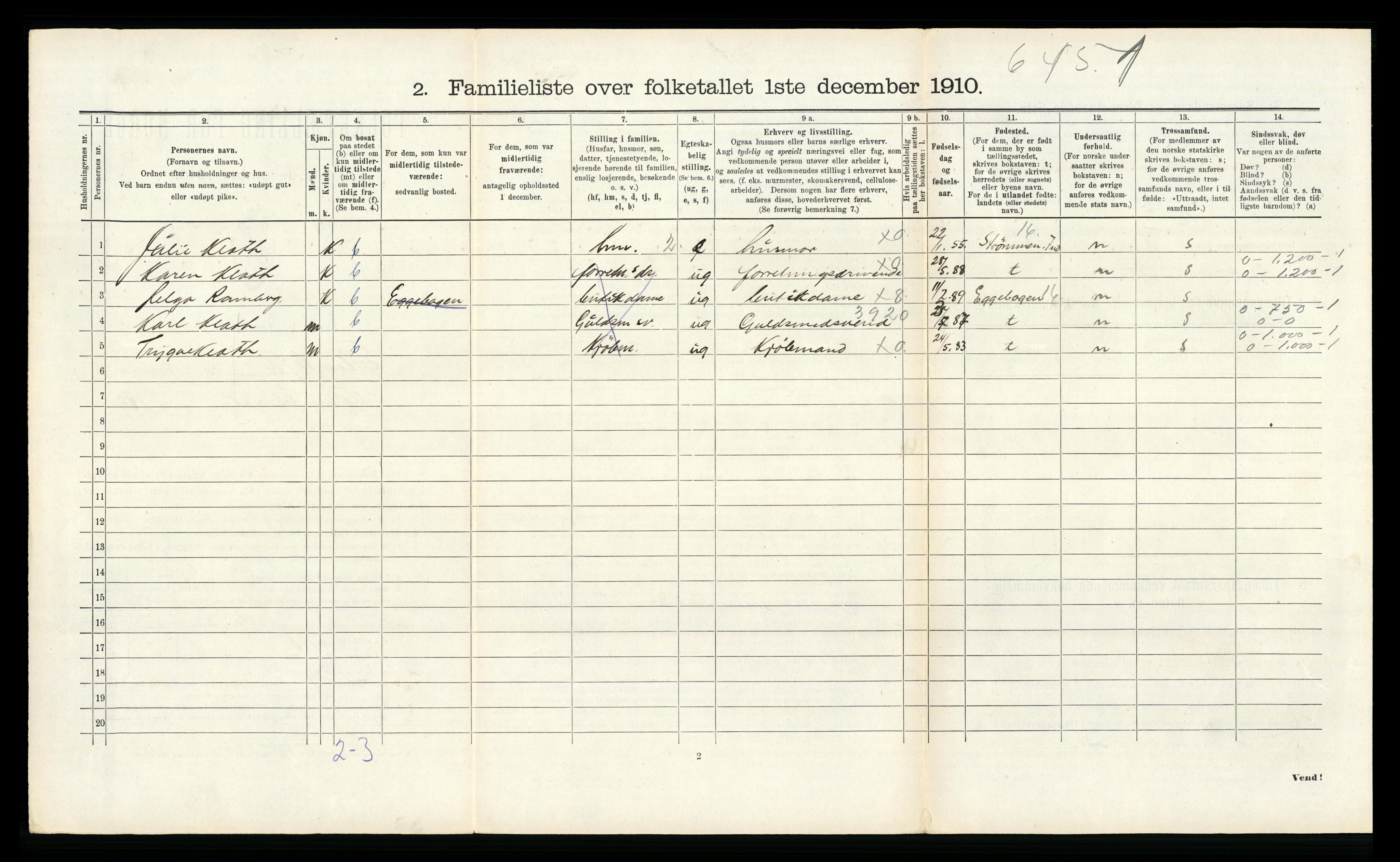 RA, 1910 census for Steinkjer, 1910, p. 1341