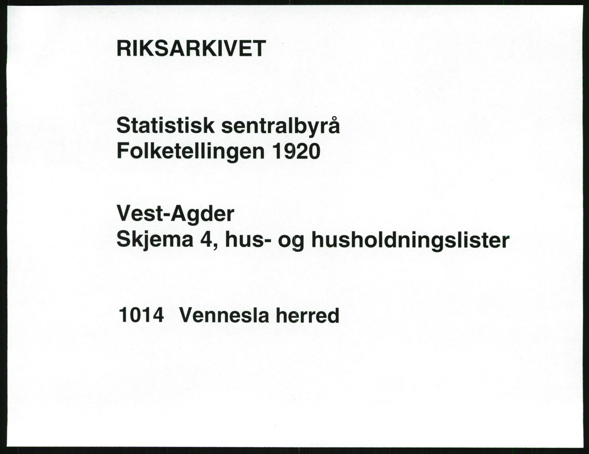 SAK, 1920 census for Vennesla, 1920, p. 40