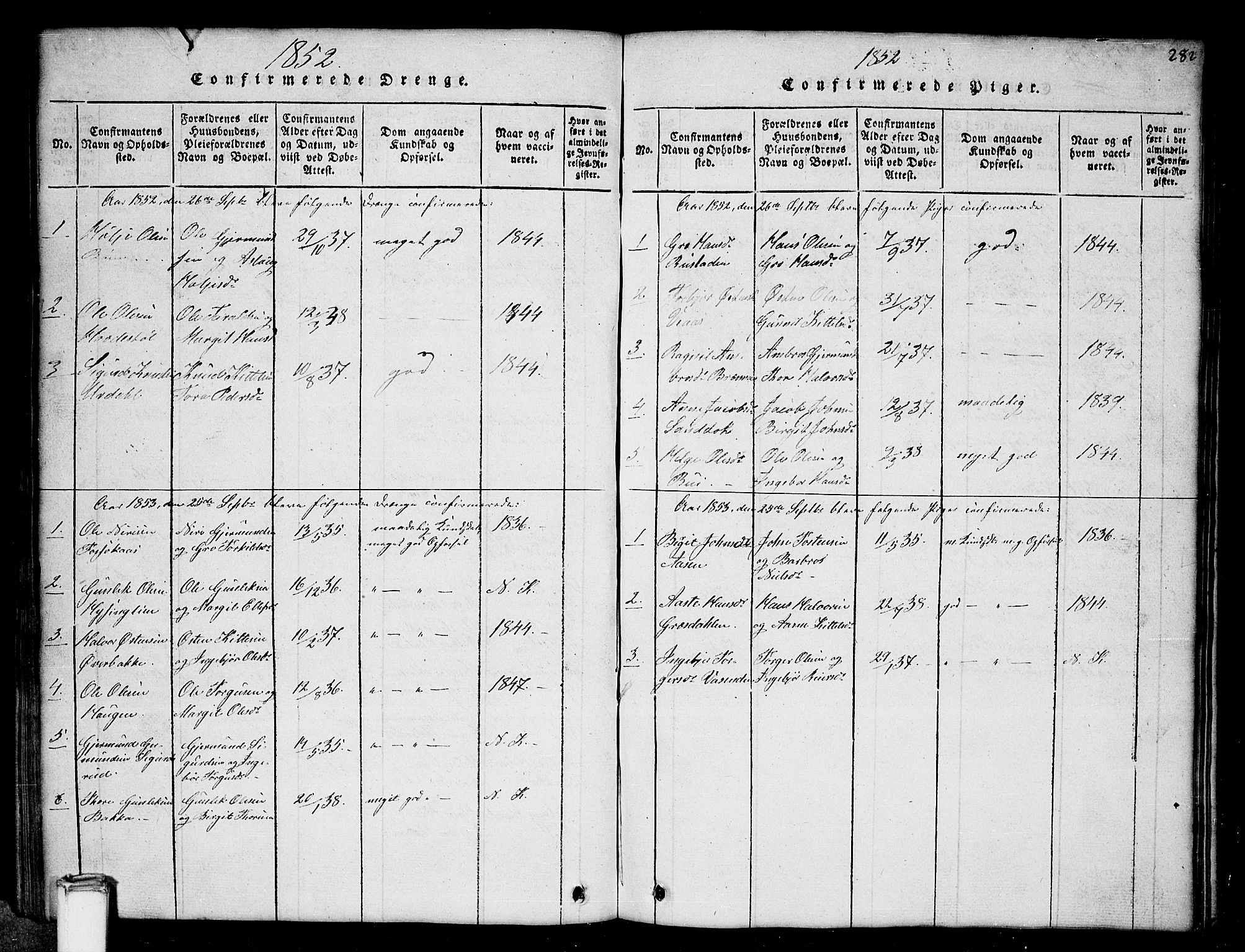 Gransherad kirkebøker, SAKO/A-267/G/Gb/L0001: Parish register (copy) no. II 1, 1815-1860, p. 282