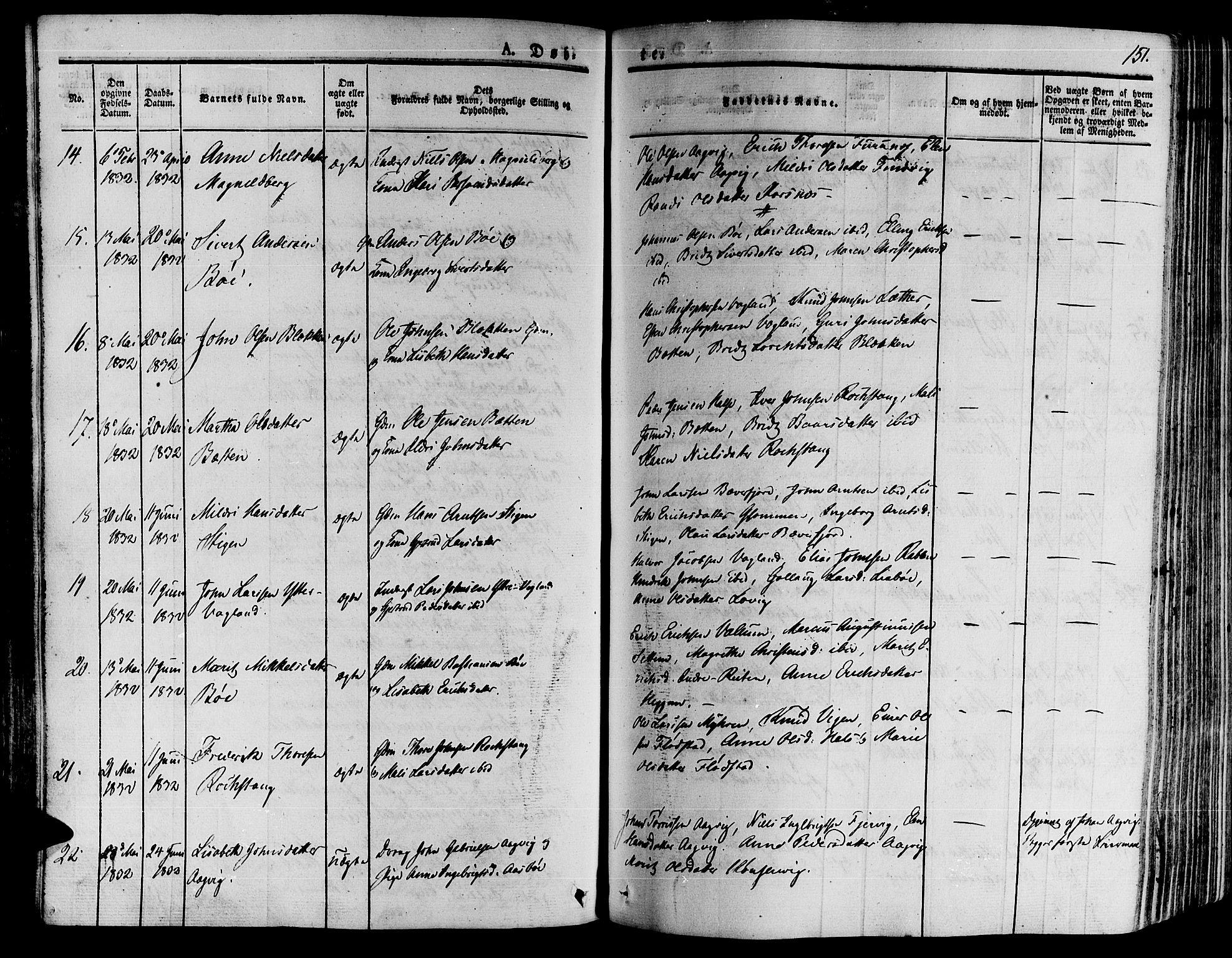 Ministerialprotokoller, klokkerbøker og fødselsregistre - Møre og Romsdal, SAT/A-1454/592/L1025: Parish register (official) no. 592A03 /2, 1831-1849, p. 151