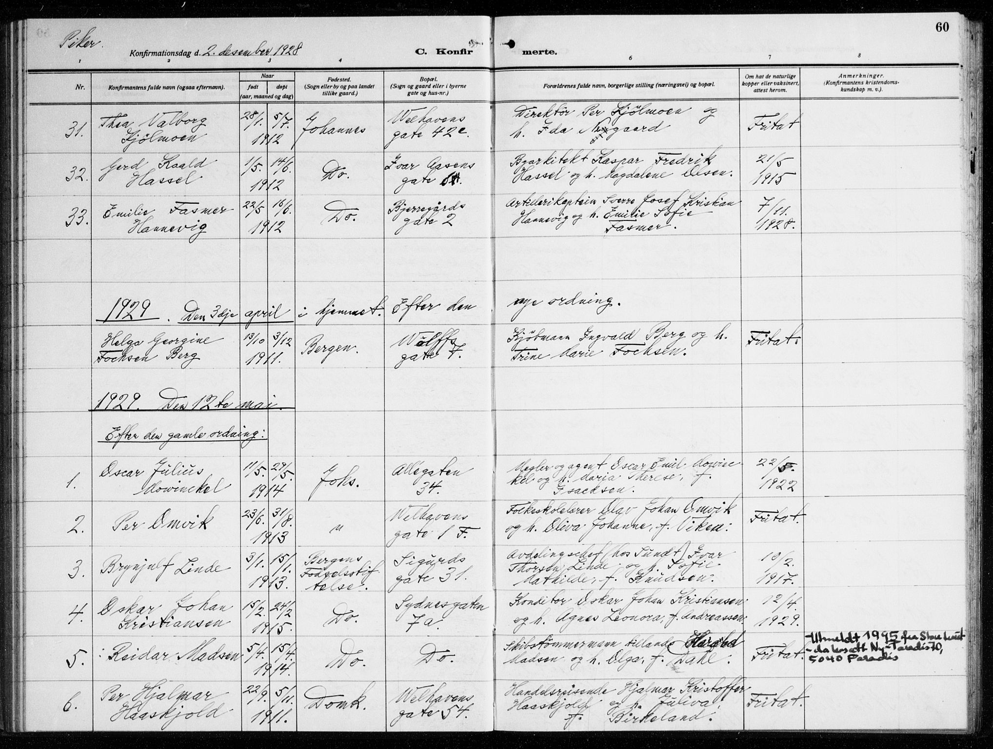 Johanneskirken sokneprestembete, AV/SAB-A-76001/H/Haa/L0010: Parish register (official) no. C 3, 1925-1935, p. 60