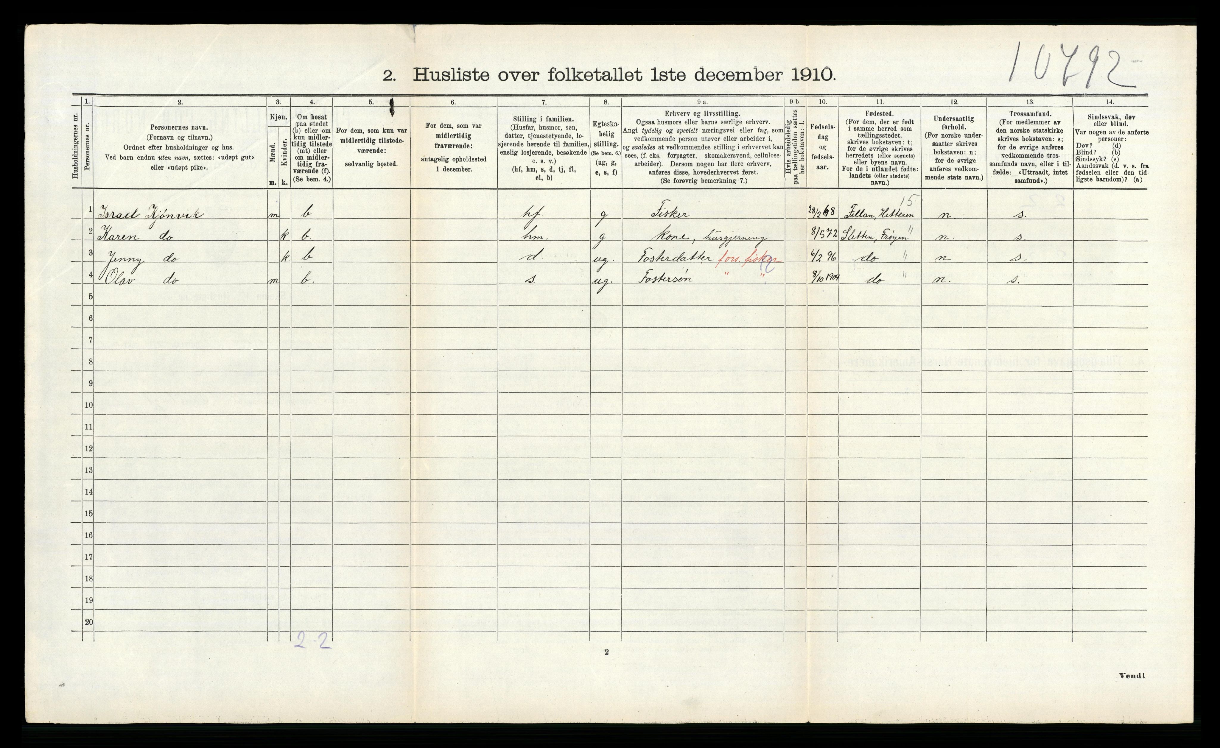 RA, 1910 census for Bremsnes, 1910, p. 527