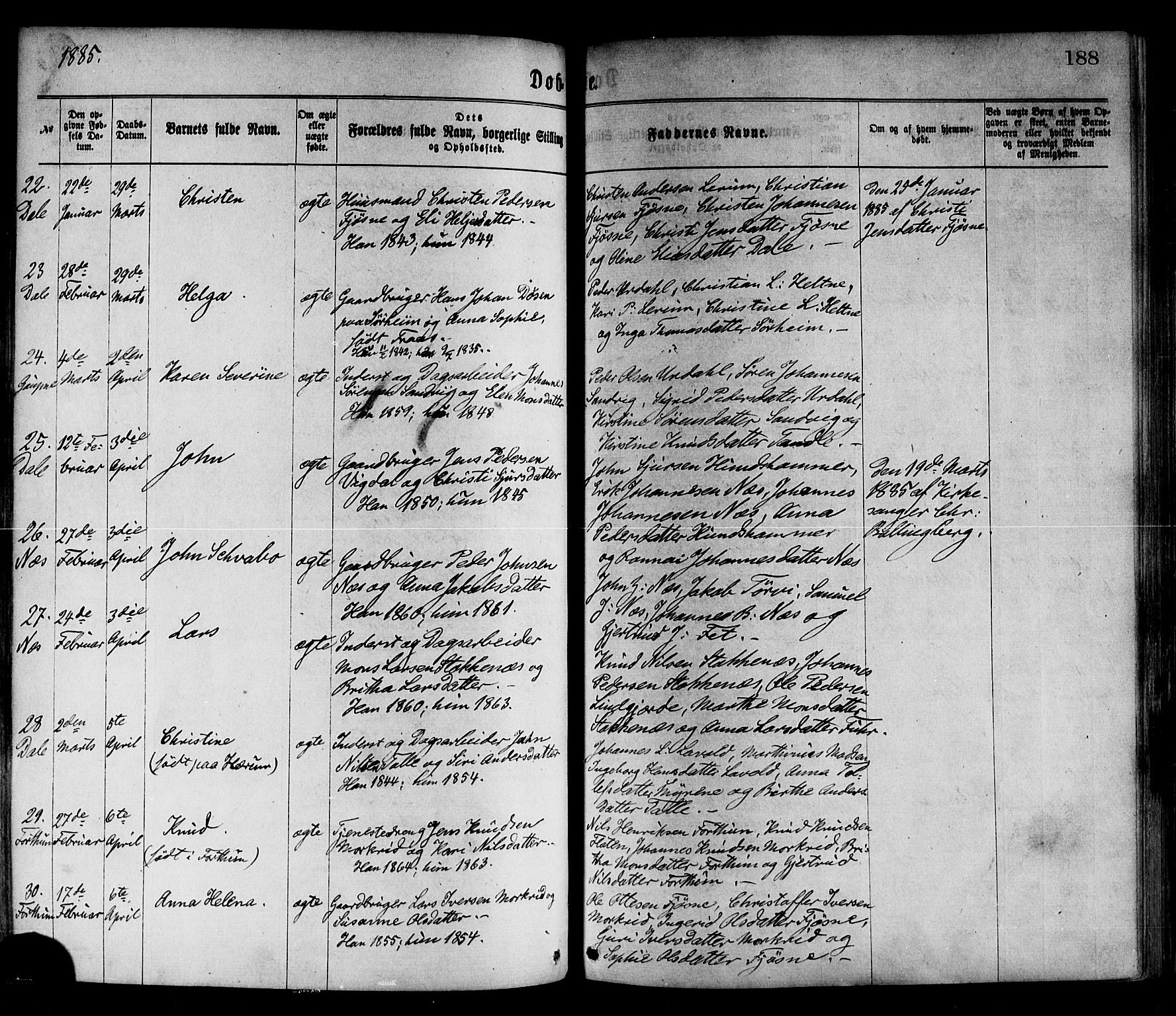 Luster sokneprestembete, SAB/A-81101/H/Haa/Haaa/L0010: Parish register (official) no. A 10, 1871-1886, p. 188