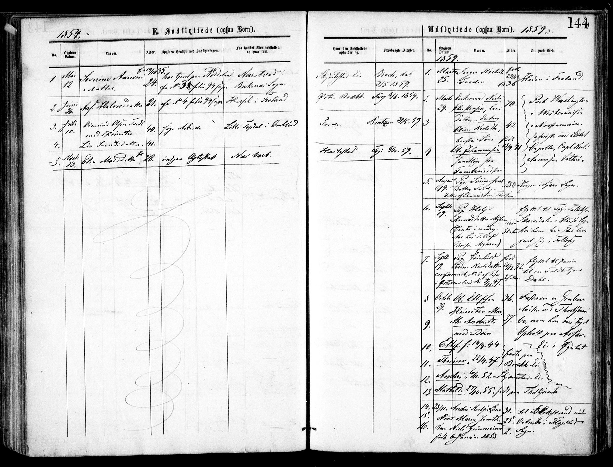 Austre Moland sokneprestkontor, SAK/1111-0001/F/Fa/Faa/L0008: Parish register (official) no. A 8, 1858-1868, p. 144