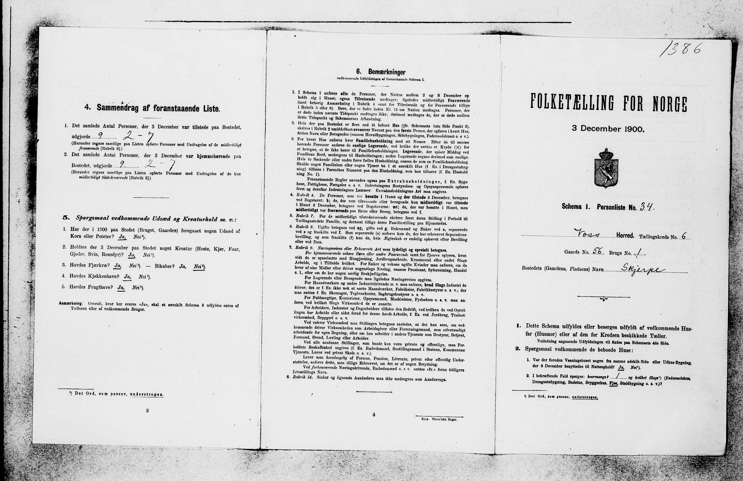 SAB, 1900 census for Voss, 1900, p. 838