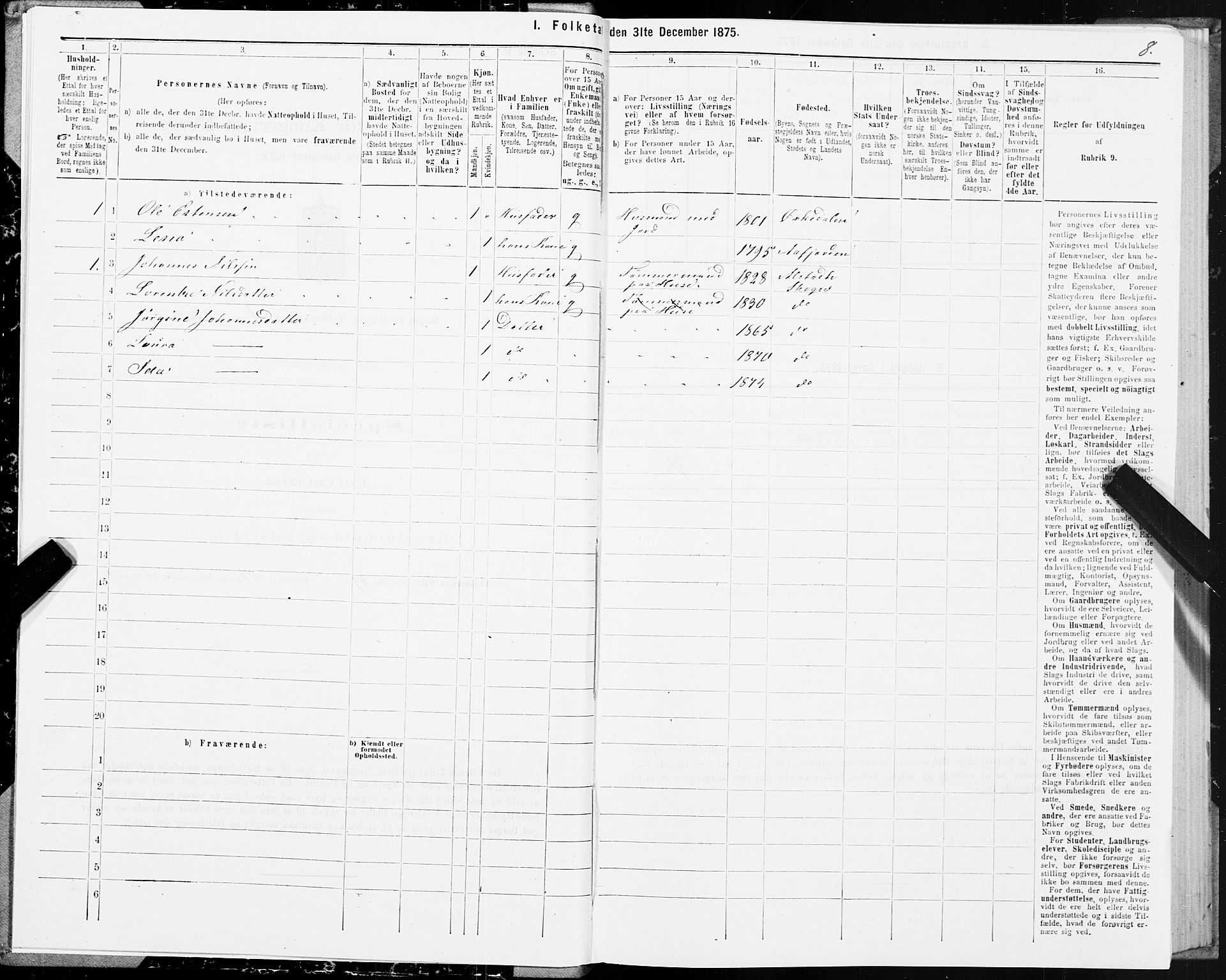 SAT, 1875 census for 1719P Skogn, 1875, p. 1008