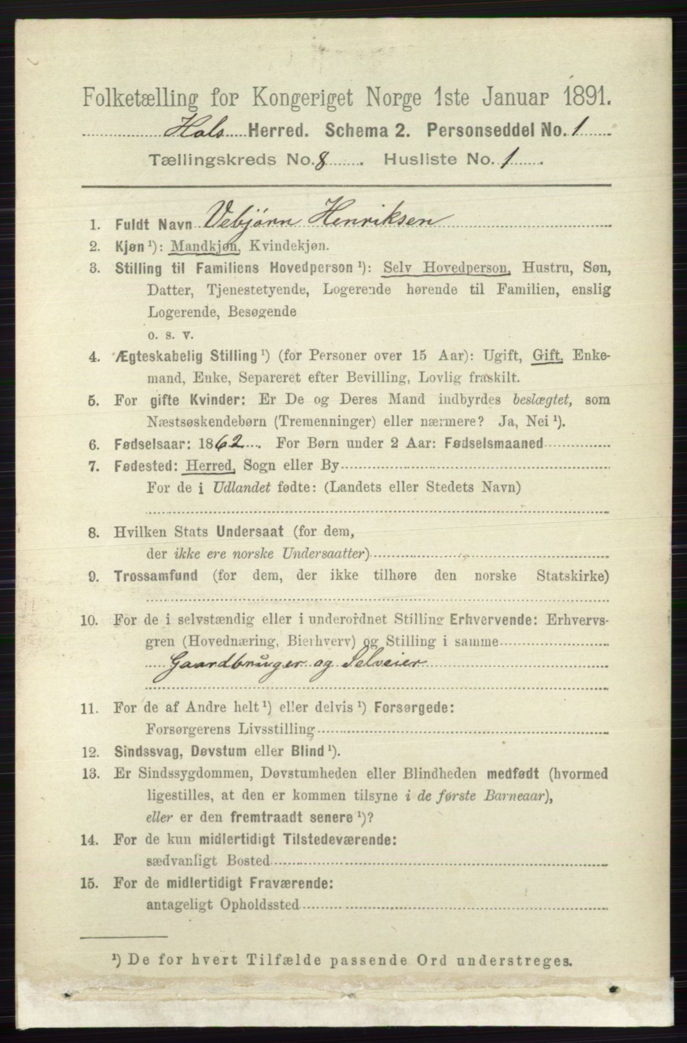 RA, 1891 census for 0620 Hol, 1891, p. 2239