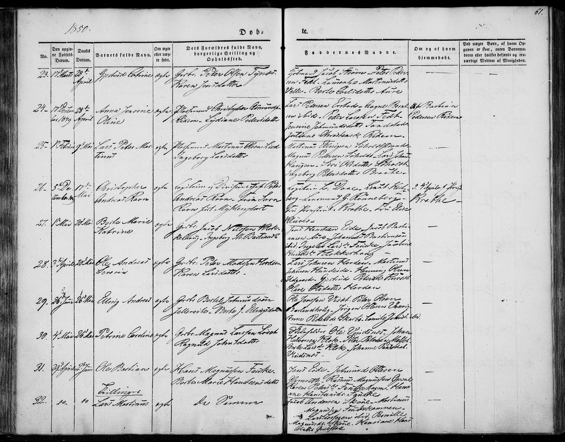 Ministerialprotokoller, klokkerbøker og fødselsregistre - Møre og Romsdal, SAT/A-1454/522/L0312: Parish register (official) no. 522A07, 1843-1851, p. 61