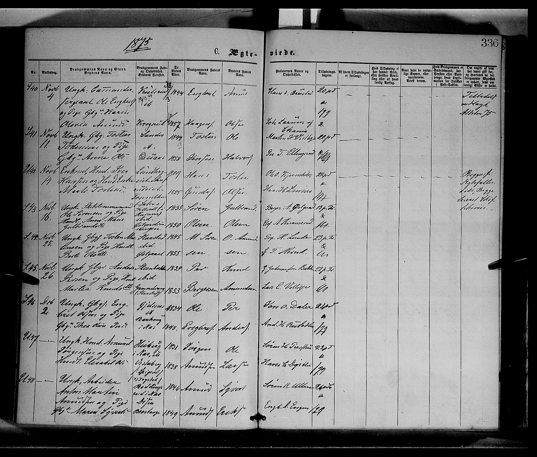 Sør-Odal prestekontor, AV/SAH-PREST-030/H/Ha/Haa/L0004: Parish register (official) no. 4, 1870-1875, p. 336