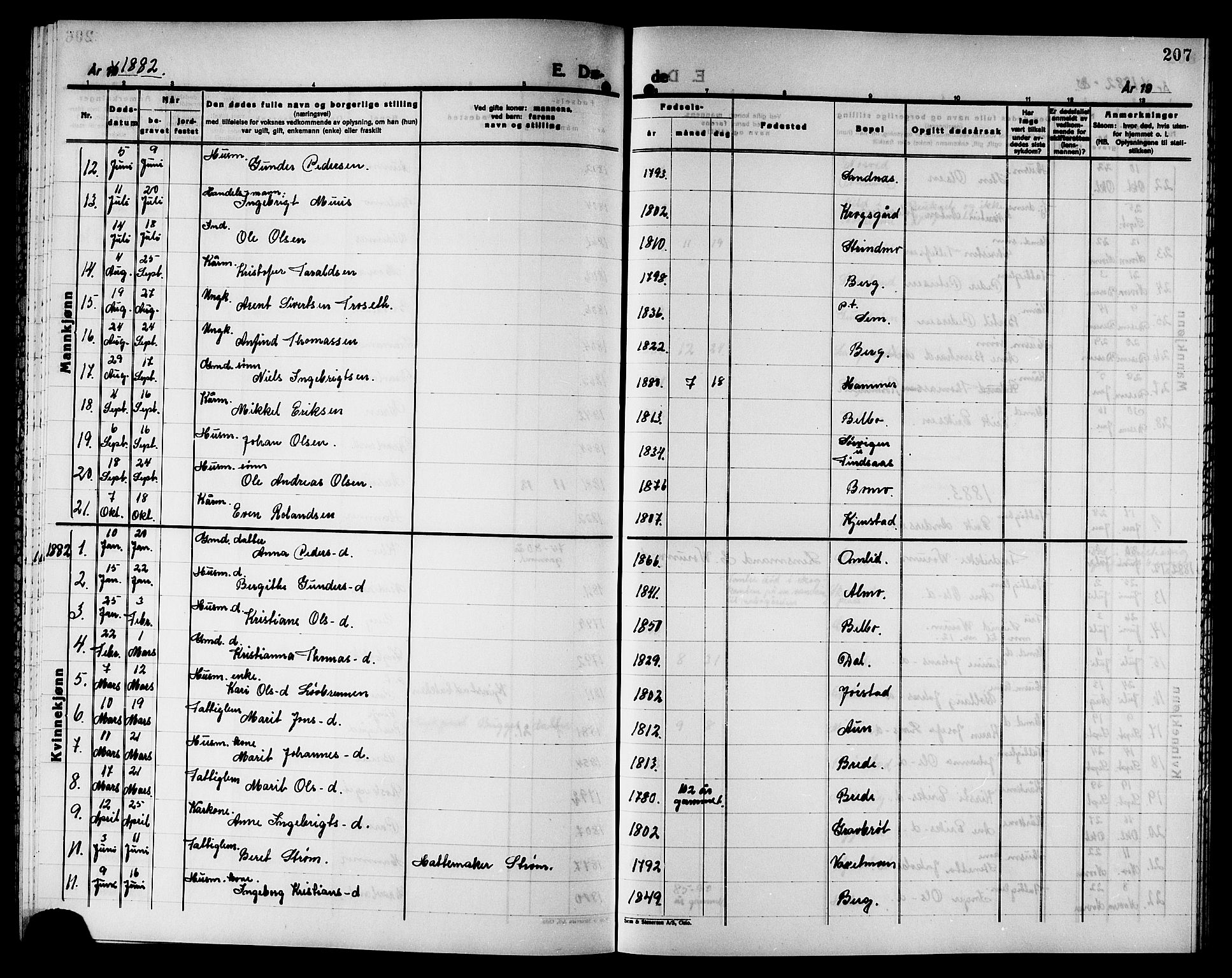 Ministerialprotokoller, klokkerbøker og fødselsregistre - Nord-Trøndelag, SAT/A-1458/749/L0486: Parish register (official) no. 749D02, 1873-1887, p. 207