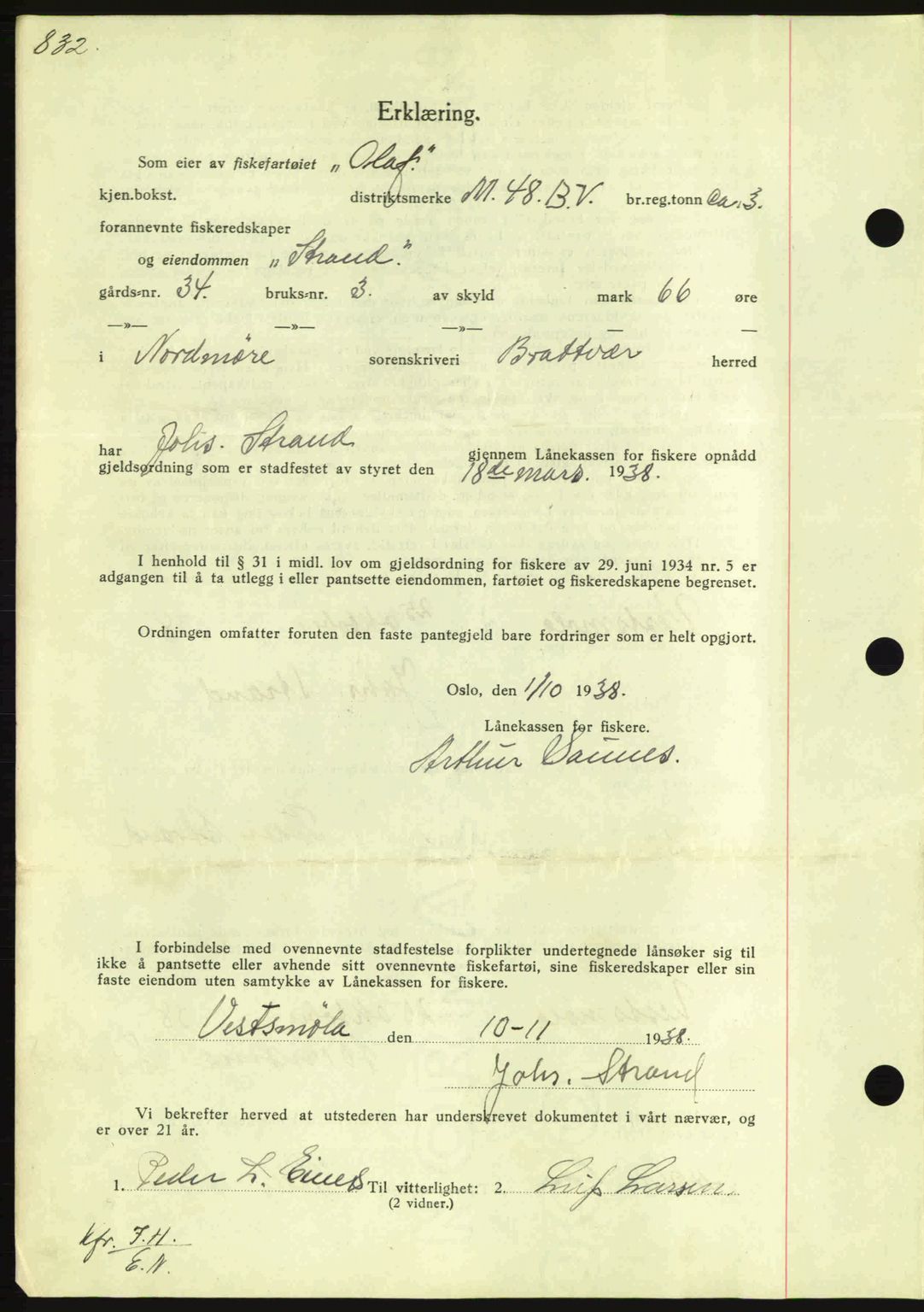 Nordmøre sorenskriveri, AV/SAT-A-4132/1/2/2Ca: Mortgage book no. B84, 1938-1939, Diary no: : 516/1939