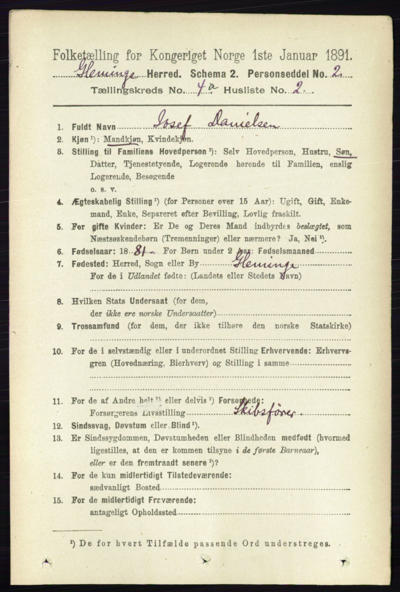 RA, 1891 census for 0132 Glemmen, 1891, p. 3481