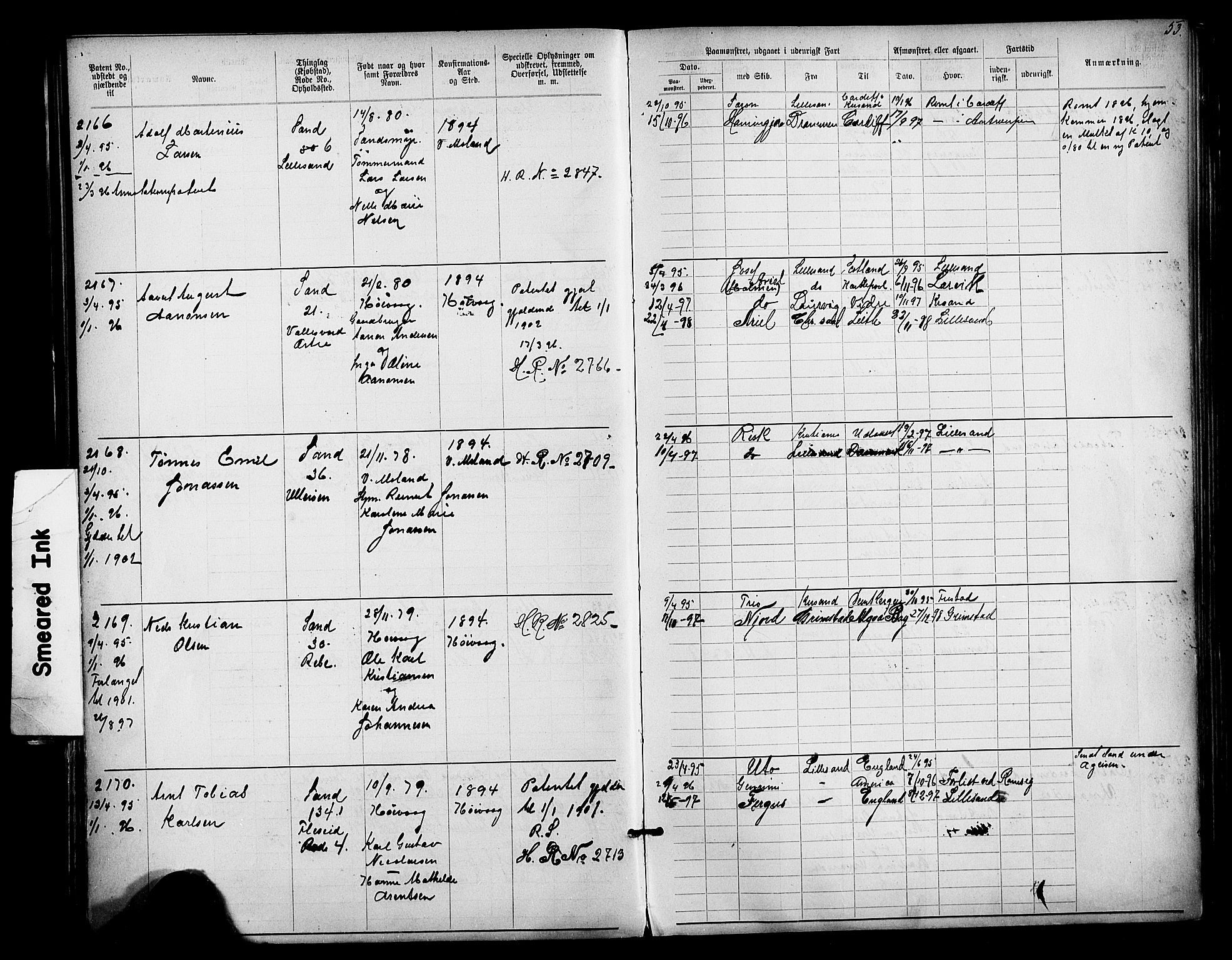 Lillesand mønstringskrets, AV/SAK-2031-0014/F/Fa/L0003: Annotasjonsrulle nr 1911-3489 med register, W-9, 1891-1932, p. 81