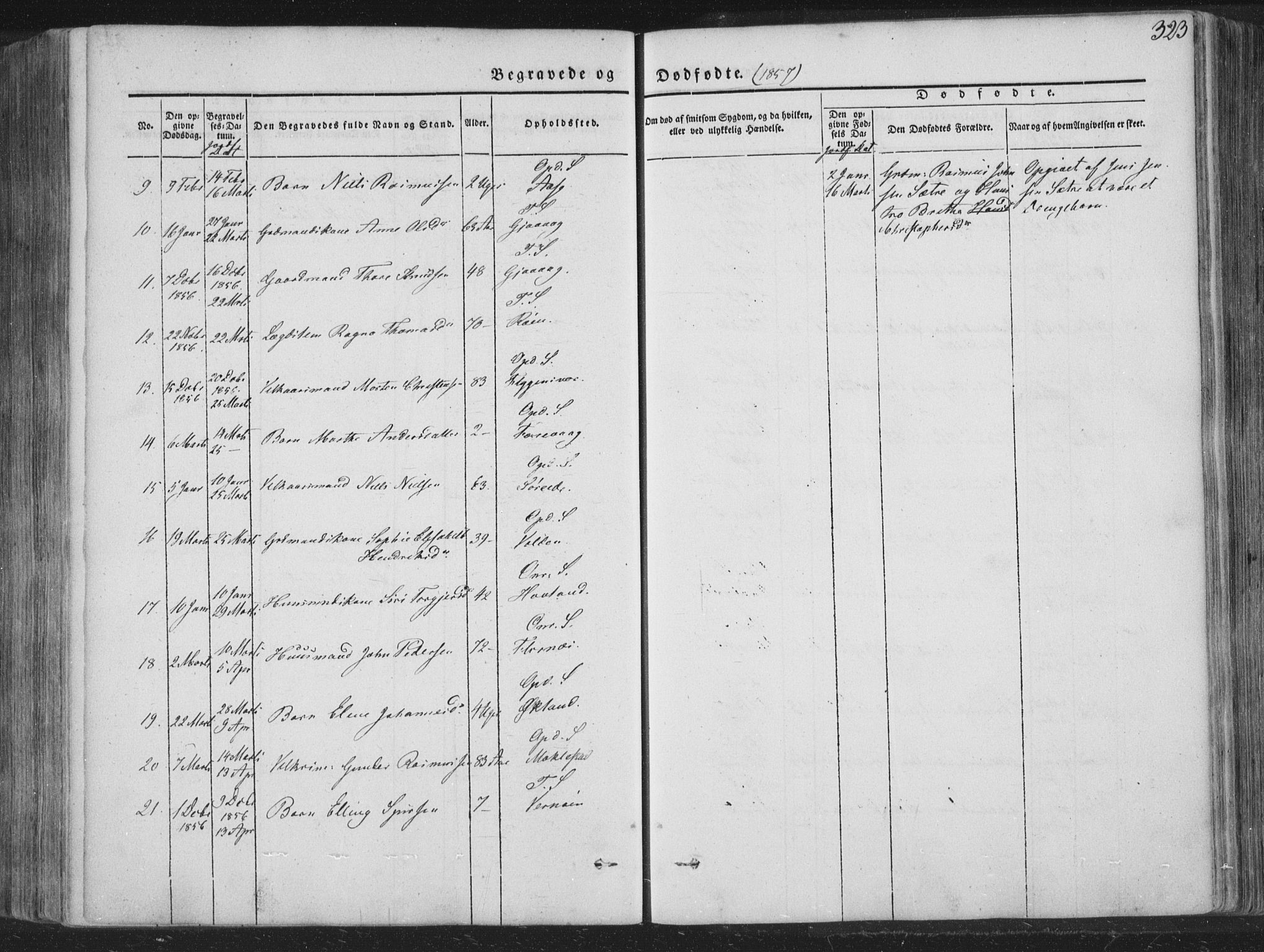 Tysnes sokneprestembete, SAB/A-78601/H/Haa: Parish register (official) no. A 10, 1848-1859, p. 323