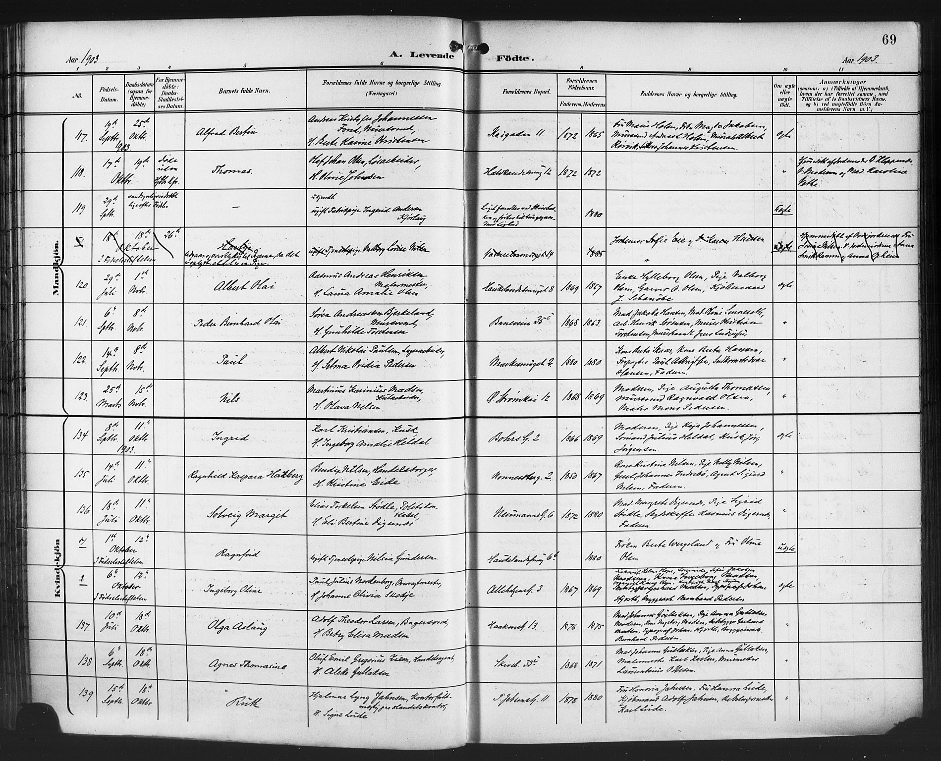 Domkirken sokneprestembete, AV/SAB-A-74801/H/Hab/L0017: Parish register (copy) no. B 10, 1900-1915, p. 69