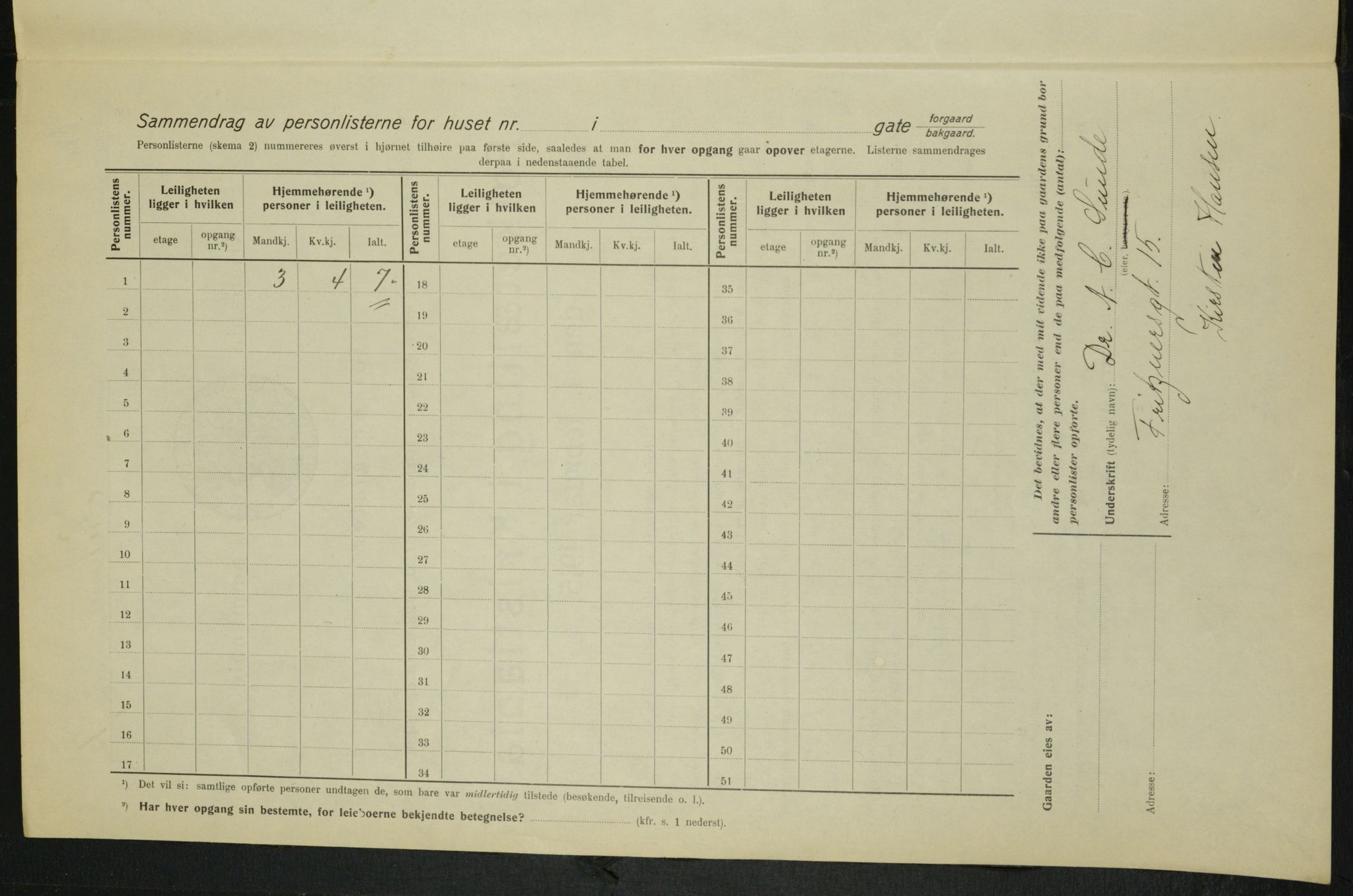 OBA, Municipal Census 1915 for Kristiania, 1915, p. 26764