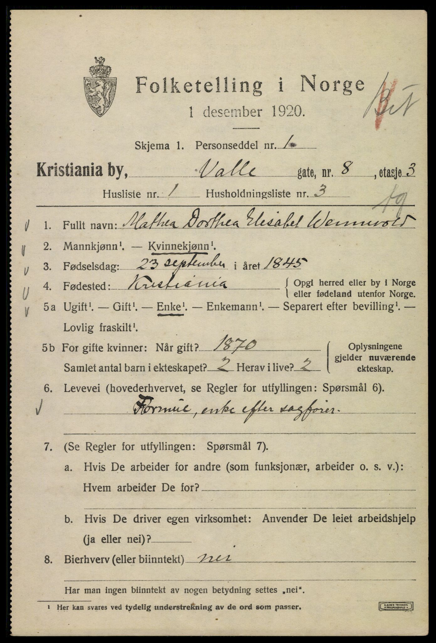 SAO, 1920 census for Kristiania, 1920, p. 628915