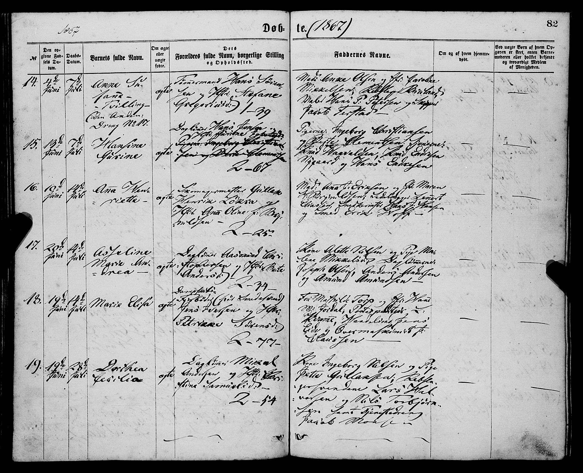 Sandviken Sokneprestembete, AV/SAB-A-77601/H/Ha/L0001: Parish register (official) no. A 1, 1867-1877, p. 82