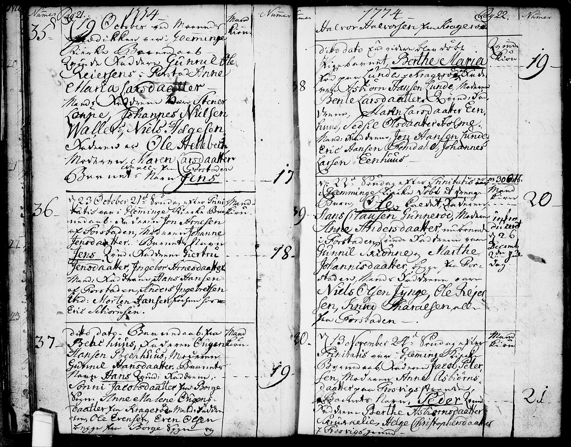 Glemmen prestekontor Kirkebøker, AV/SAO-A-10908/F/Fa/L0002: Parish register (official) no. 2, 1771-1803, p. 21-22