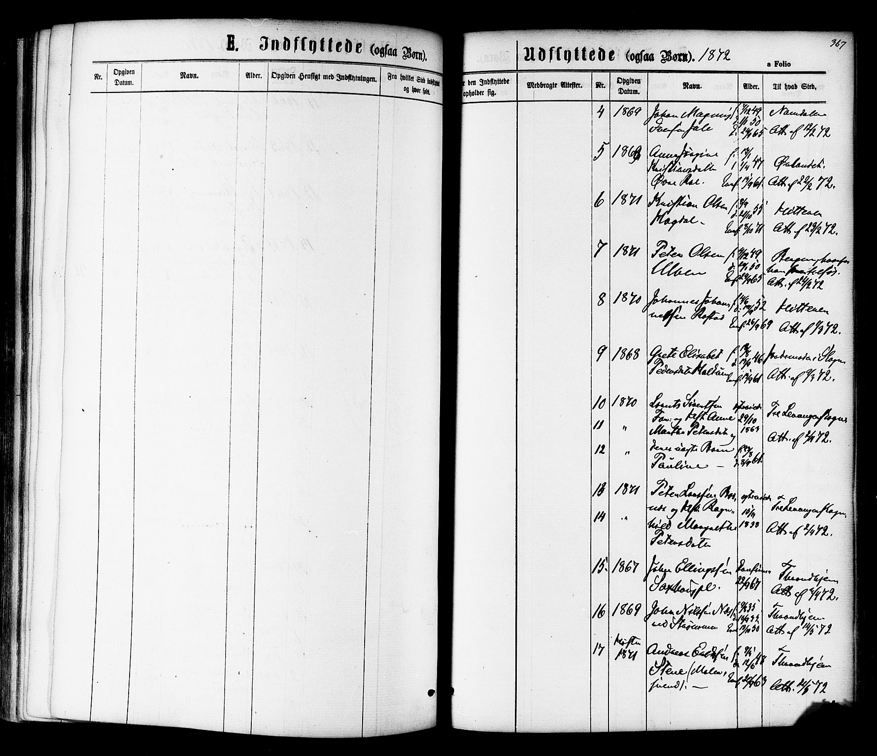 Ministerialprotokoller, klokkerbøker og fødselsregistre - Nord-Trøndelag, SAT/A-1458/730/L0284: Parish register (official) no. 730A09, 1866-1878, p. 367