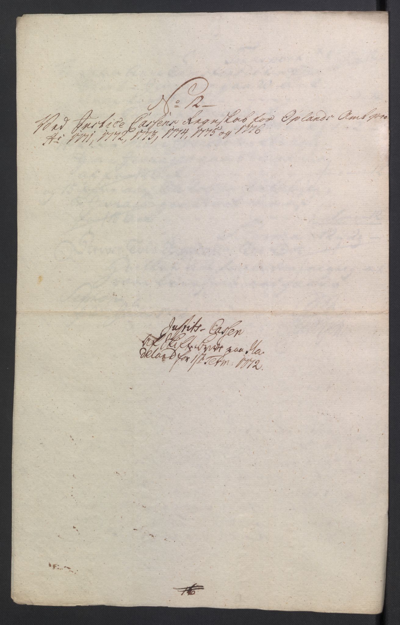 Rentekammeret inntil 1814, Reviderte regnskaper, Mindre regnskaper, AV/RA-EA-4068/Rb/L0014: Opplands amt, 1771-1779, p. 184