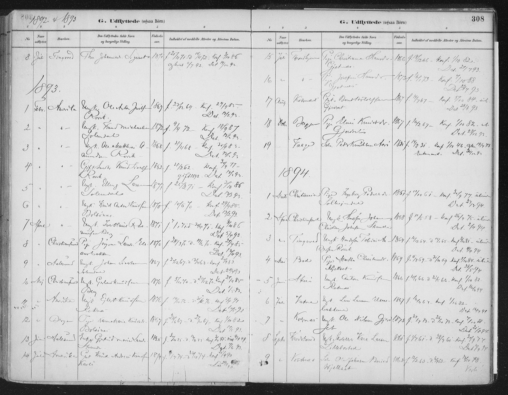 Ministerialprotokoller, klokkerbøker og fødselsregistre - Møre og Romsdal, AV/SAT-A-1454/555/L0658: Parish register (official) no. 555A09, 1887-1917, p. 308