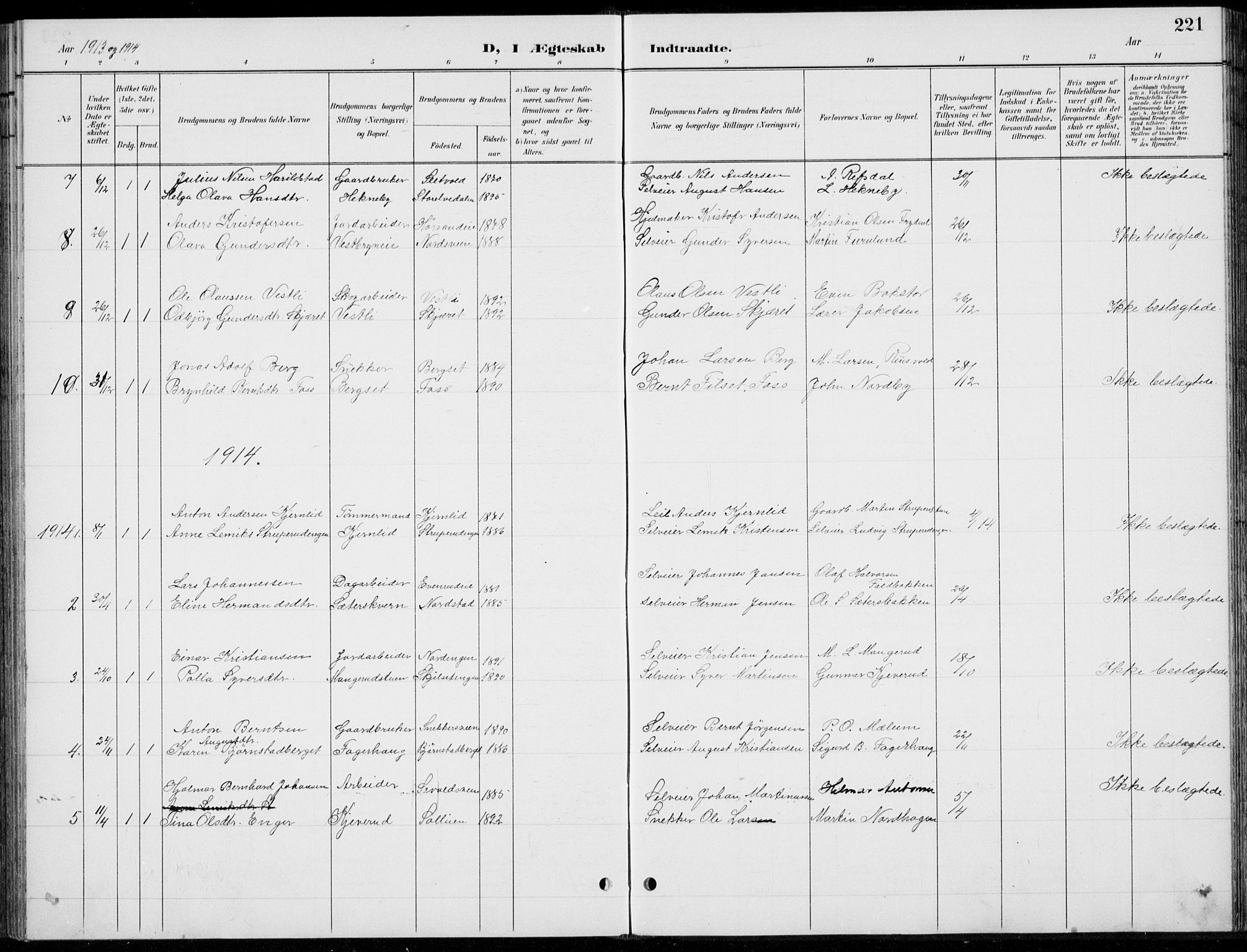 Romedal prestekontor, AV/SAH-PREST-004/L/L0013: Parish register (copy) no. 13, 1896-1937, p. 221