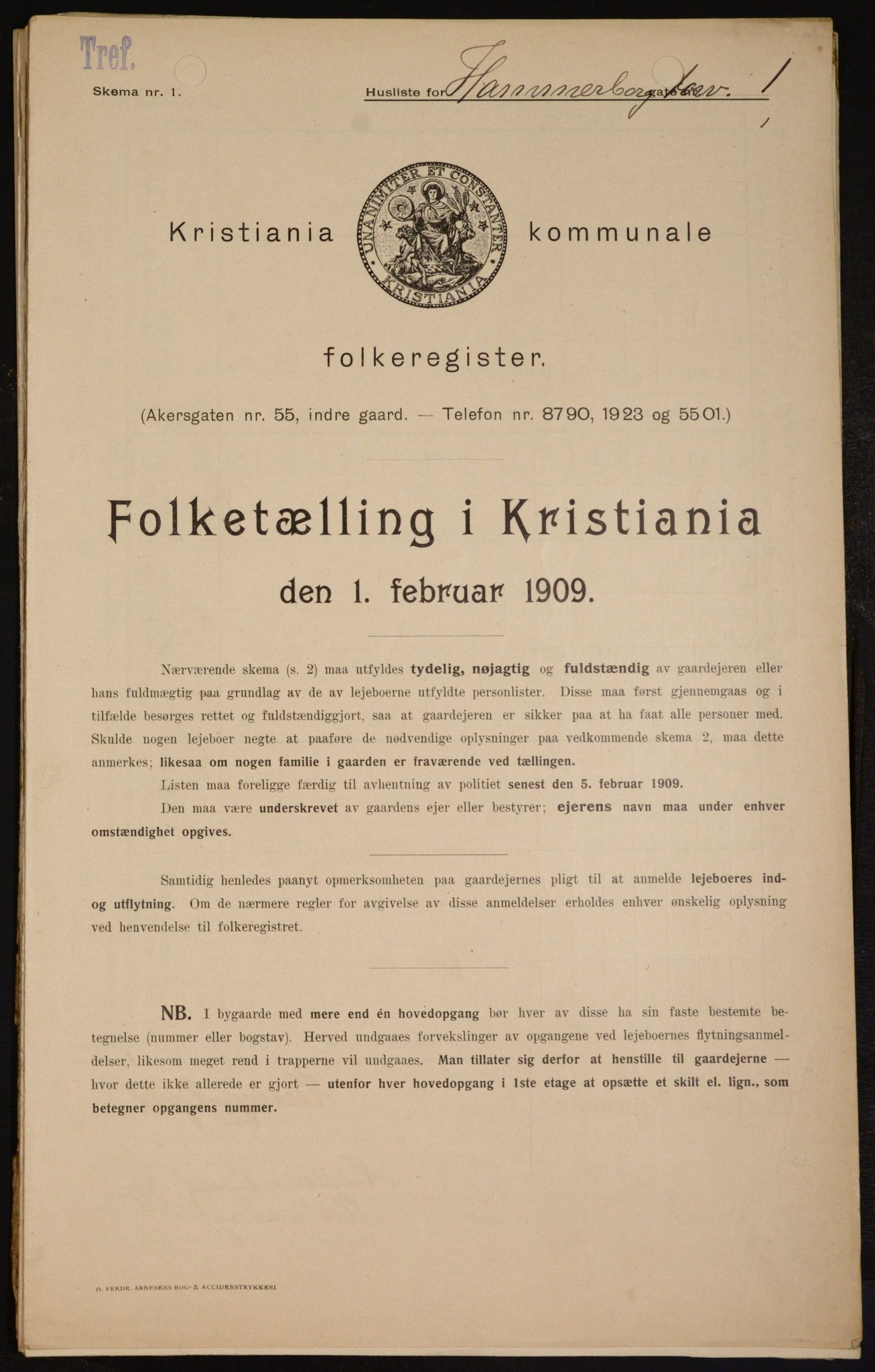 OBA, Municipal Census 1909 for Kristiania, 1909, p. 31149