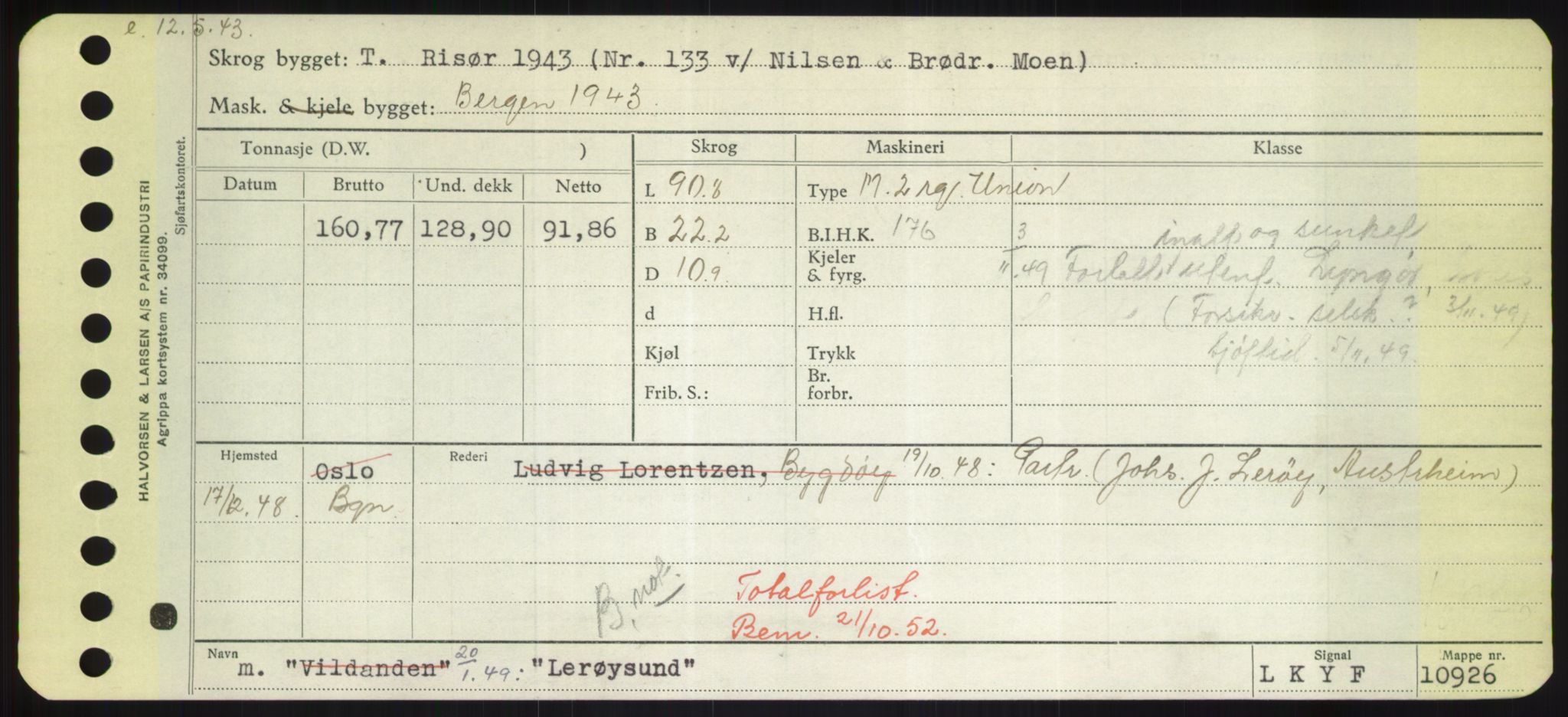 Sjøfartsdirektoratet med forløpere, Skipsmålingen, RA/S-1627/H/Hd/L0022: Fartøy, L-Lia, p. 387