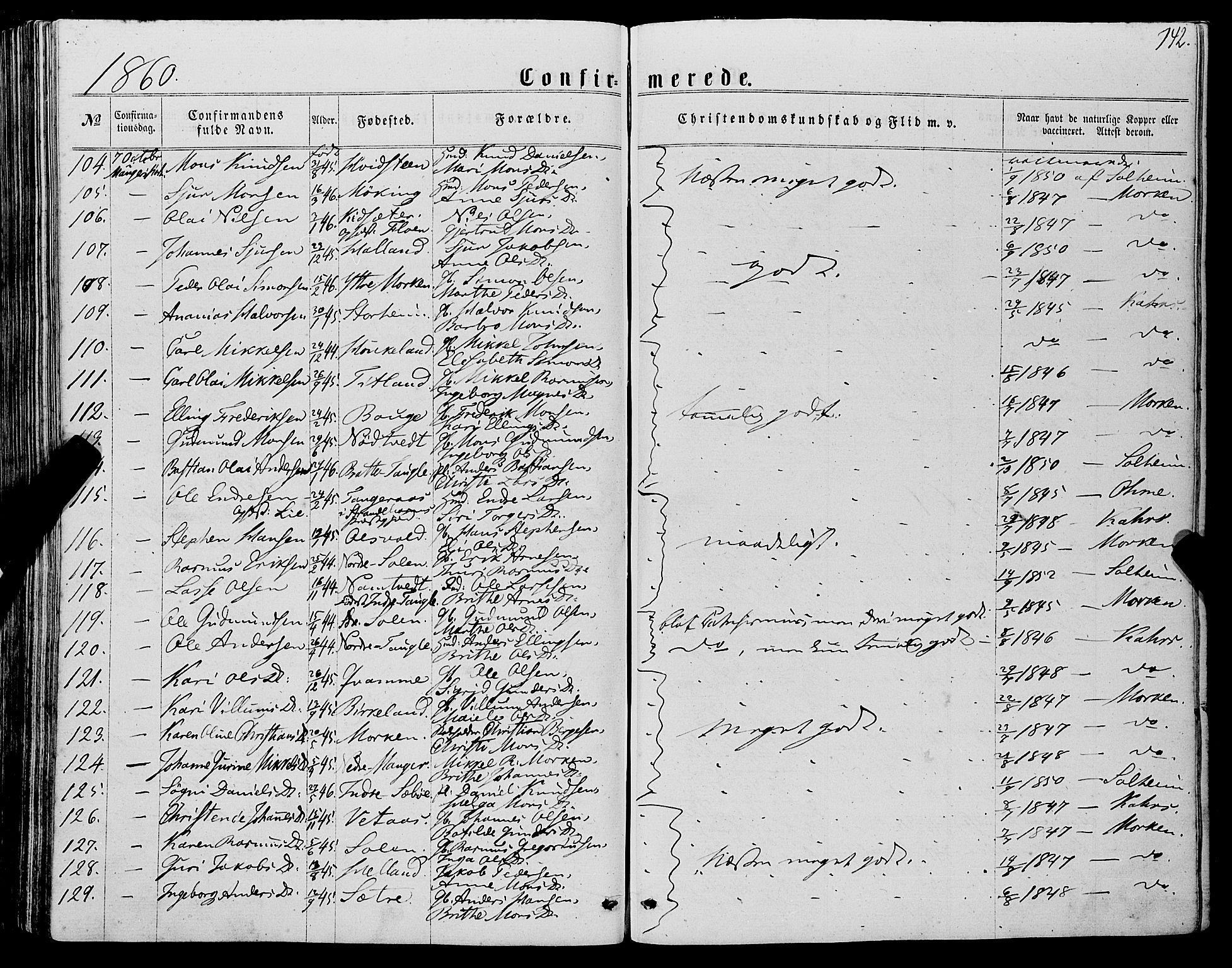 Manger sokneprestembete, AV/SAB-A-76801/H/Haa: Parish register (official) no. A 7, 1860-1870, p. 142