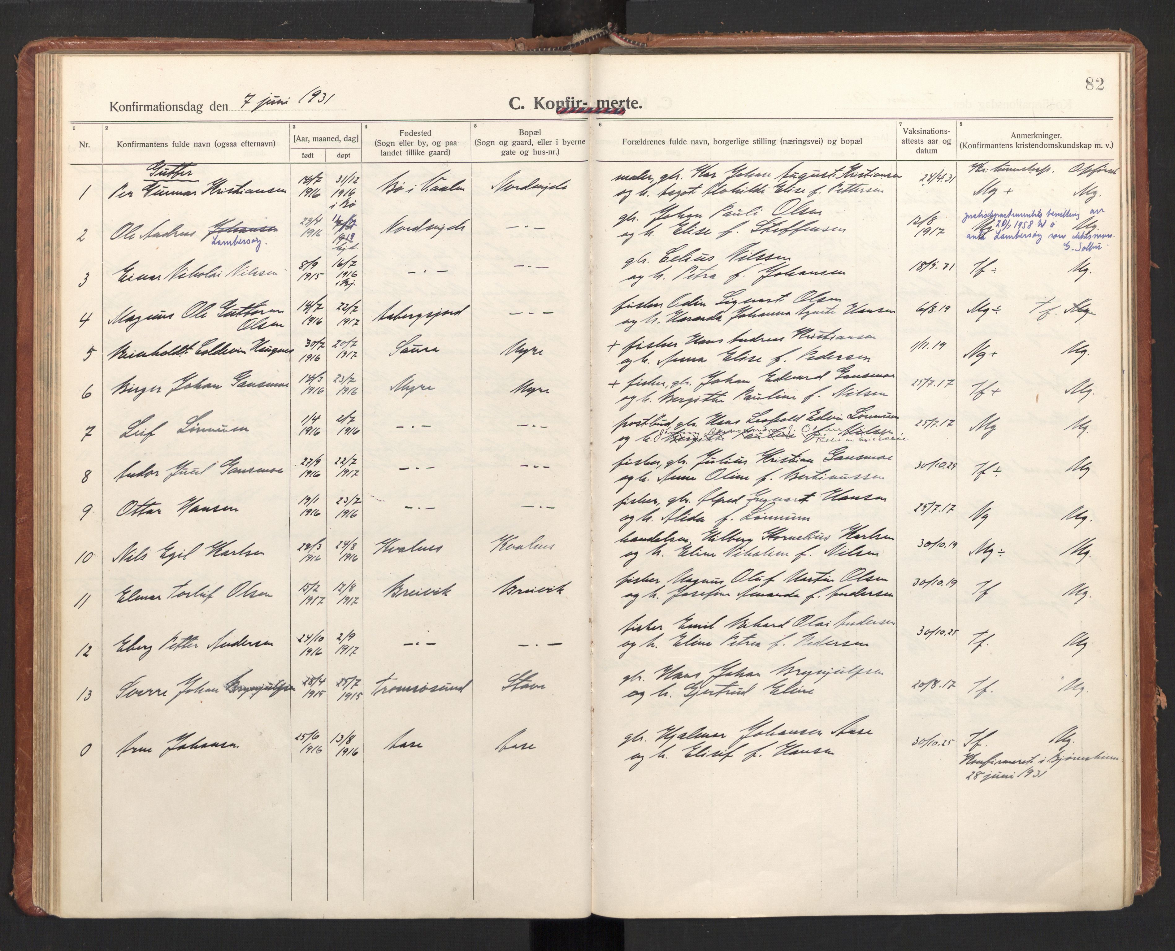 Ministerialprotokoller, klokkerbøker og fødselsregistre - Nordland, SAT/A-1459/897/L1408: Parish register (official) no. 897A15, 1922-1938, p. 82