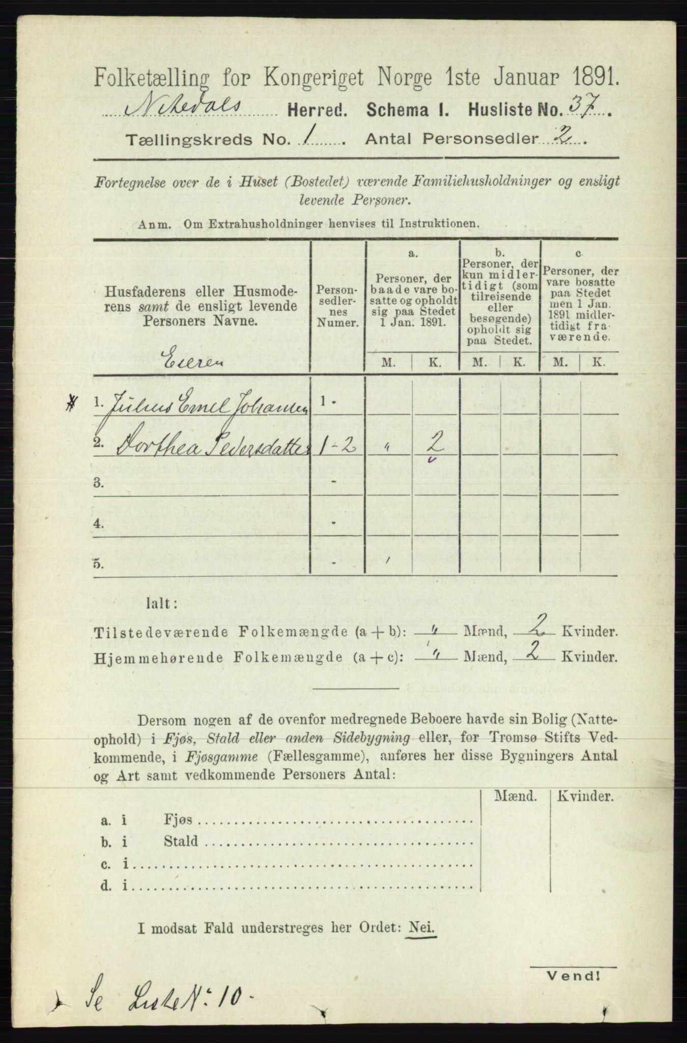 RA, 1891 census for 0233 Nittedal, 1891, p. 57