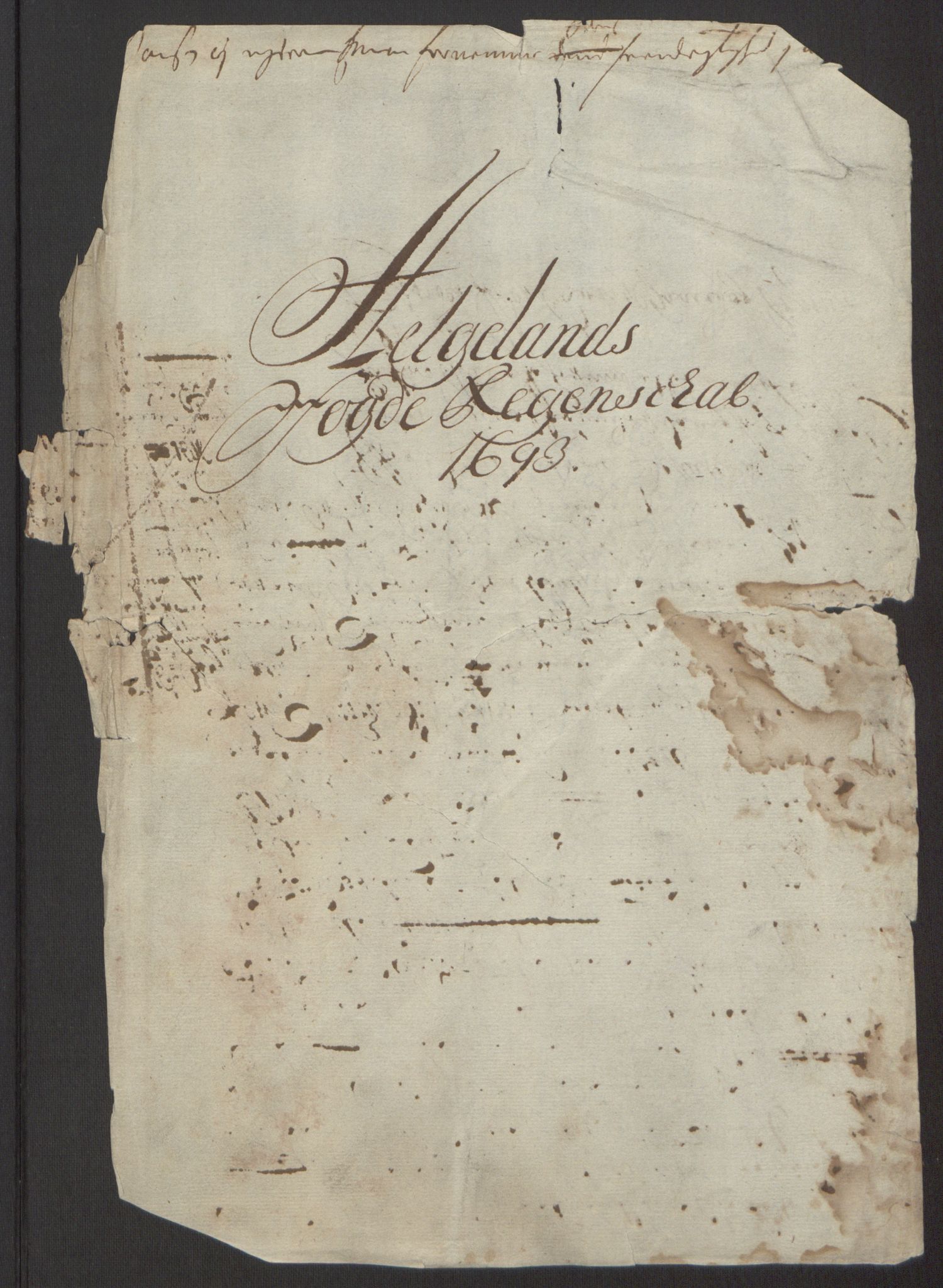 Rentekammeret inntil 1814, Reviderte regnskaper, Fogderegnskap, AV/RA-EA-4092/R65/L4505: Fogderegnskap Helgeland, 1693-1696, p. 8