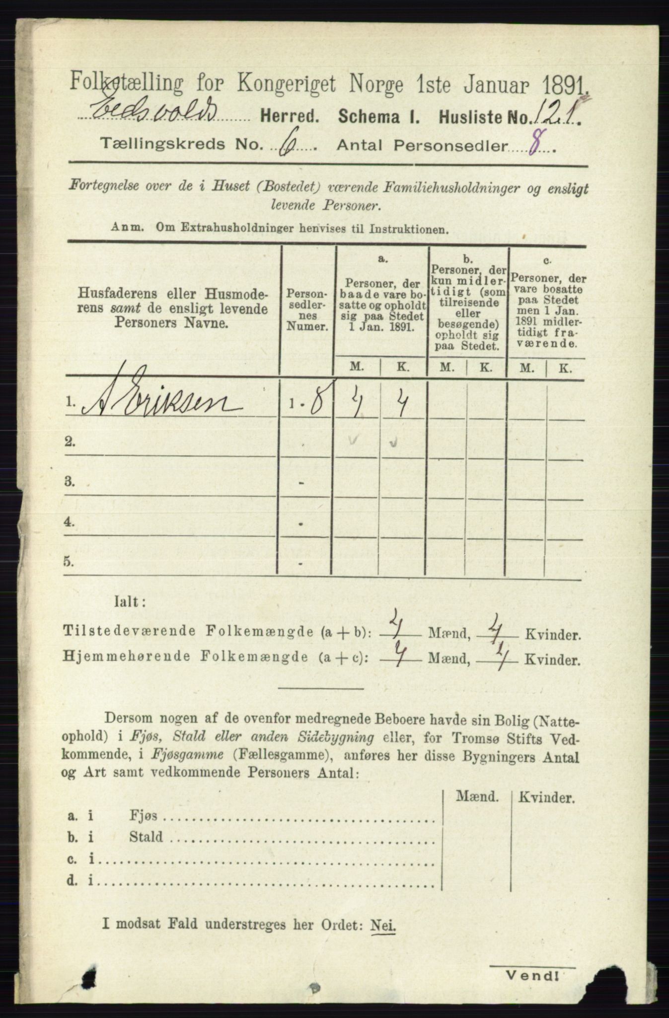 RA, 1891 census for 0237 Eidsvoll, 1891, p. 3780