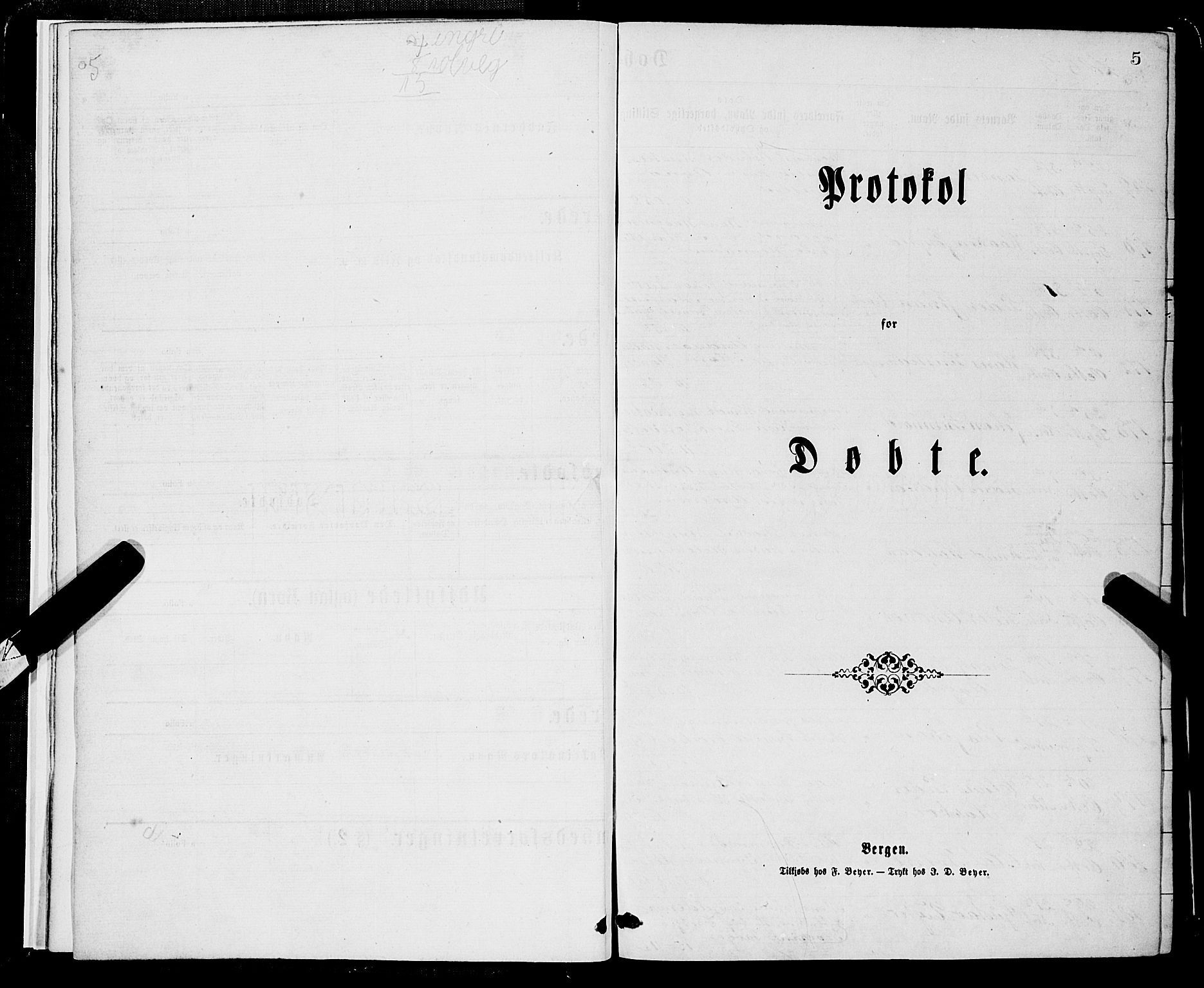 Domkirken sokneprestembete, SAB/A-74801/H/Hab/L0013: Parish register (copy) no. B 6, 1869-1876, p. 5