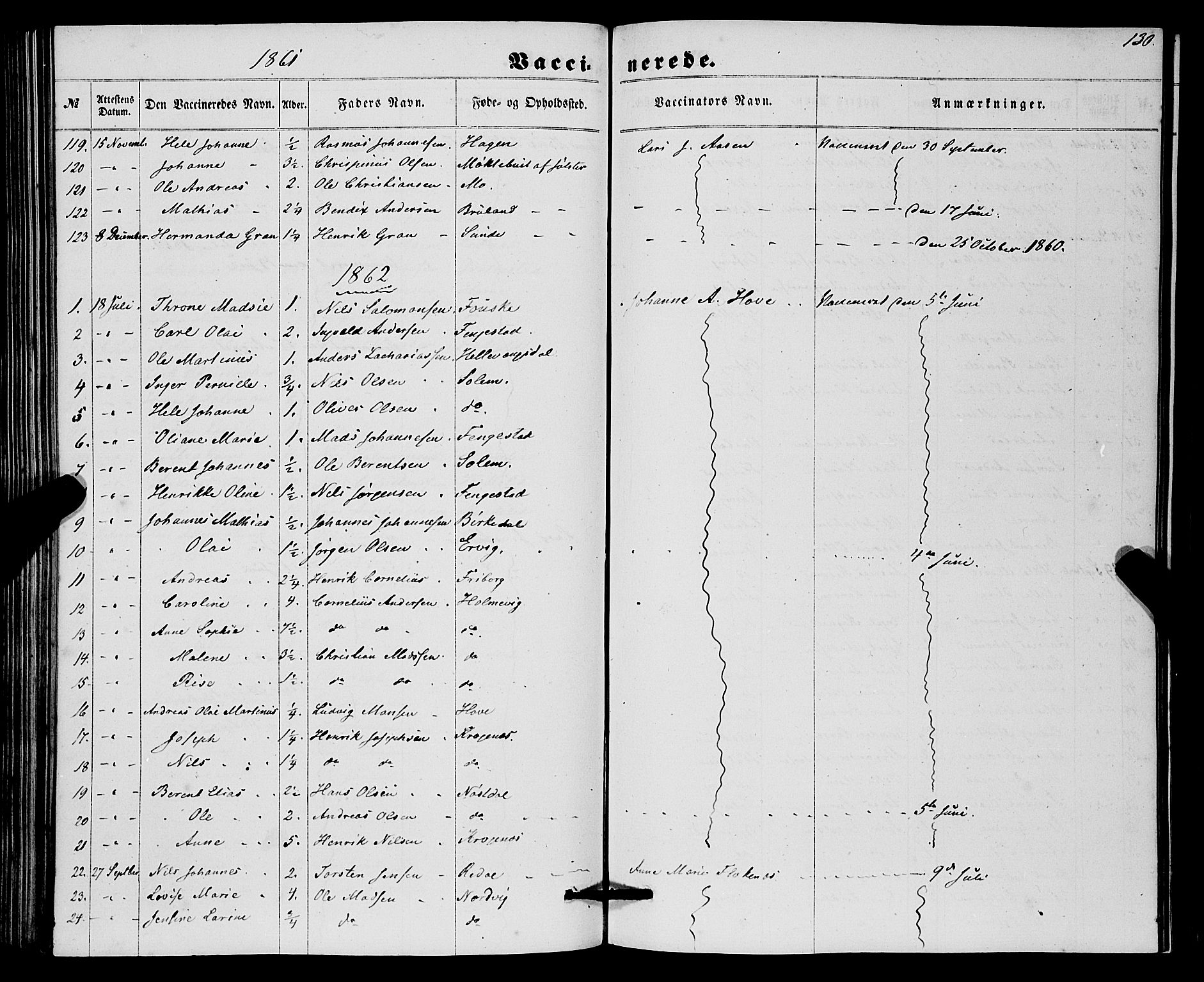Førde sokneprestembete, SAB/A-79901/H/Haa/Haaa/L0010: Parish register (official) no. A 10, 1861-1876, p. 130