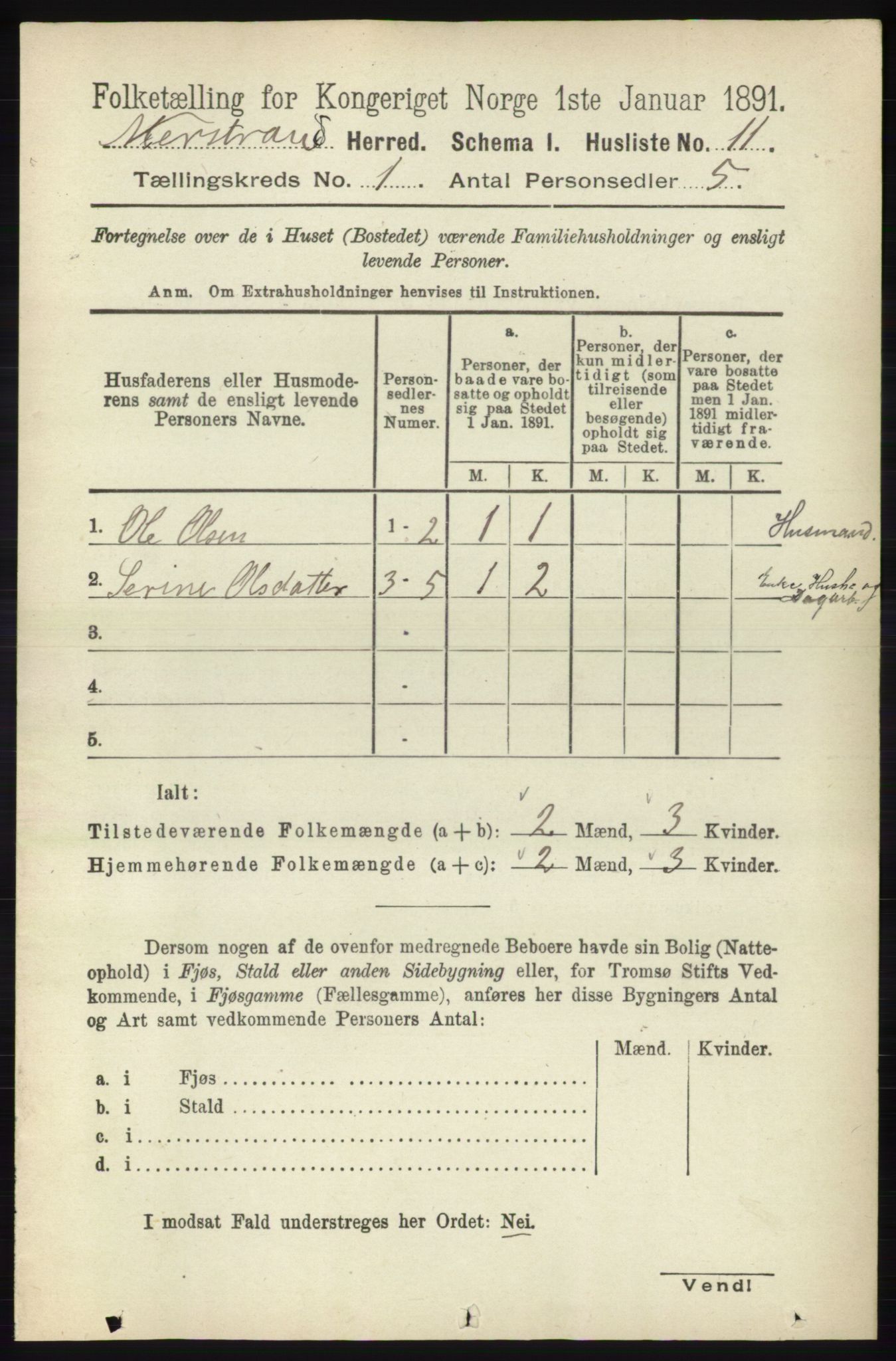 RA, 1891 census for 1139 Nedstrand, 1891, p. 37