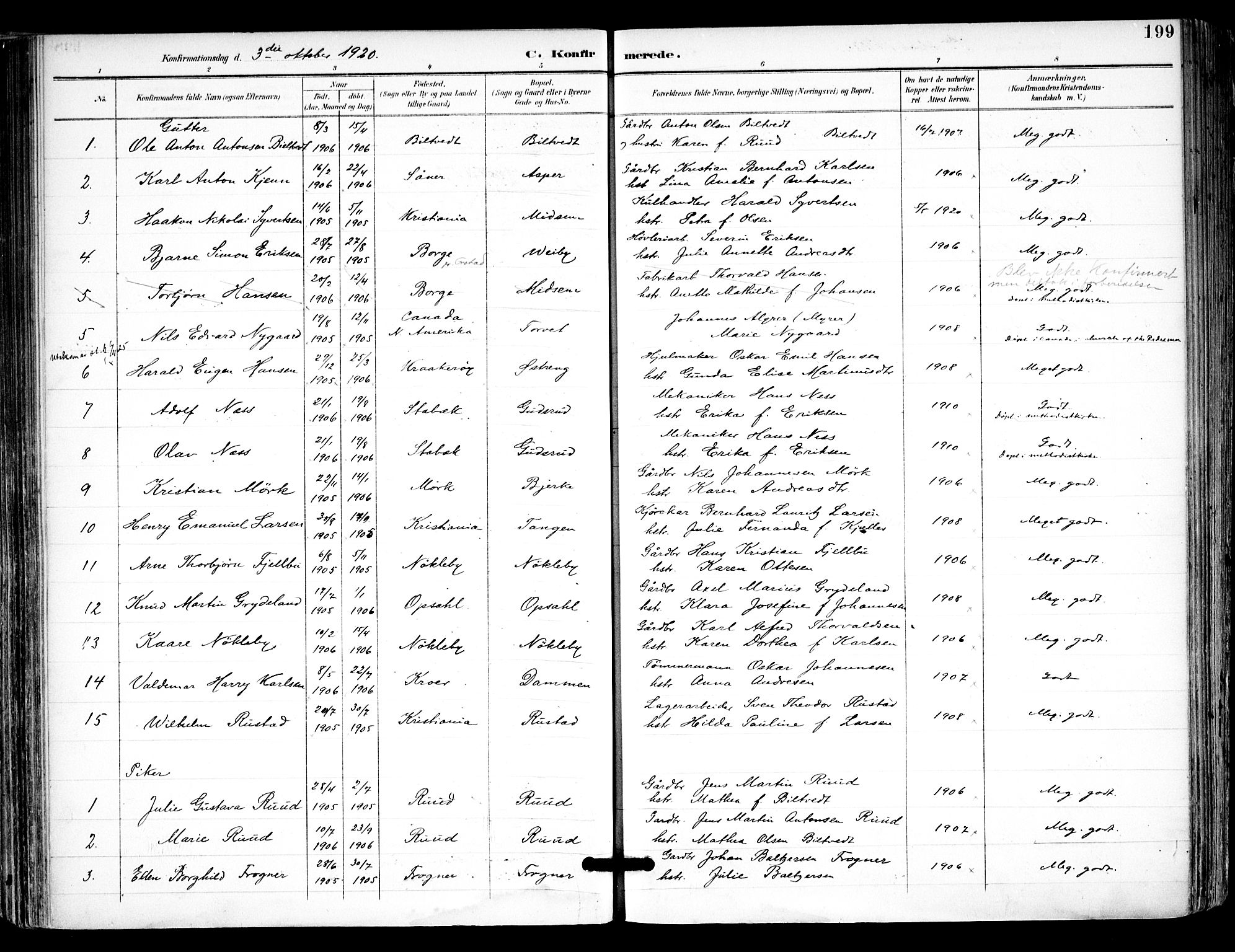 Kråkstad prestekontor Kirkebøker, SAO/A-10125a/F/Fa/L0010: Parish register (official) no. I 10, 1893-1931, p. 199