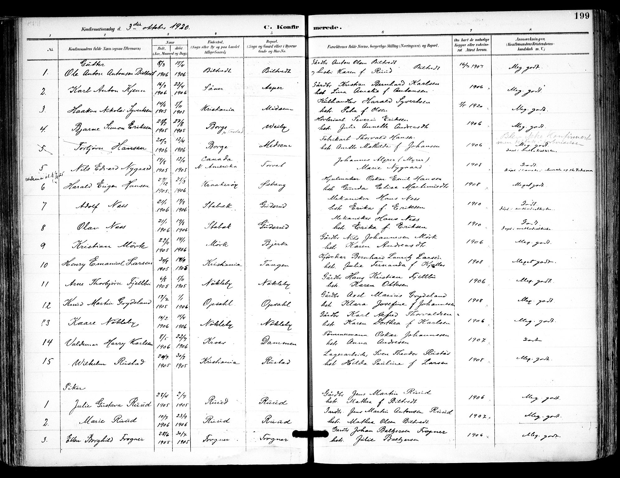 Kråkstad prestekontor Kirkebøker, AV/SAO-A-10125a/F/Fa/L0010: Parish register (official) no. I 10, 1893-1931, p. 199
