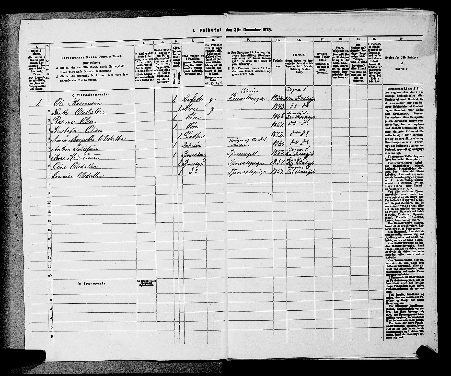 SAKO, 1875 census for 0626P Lier, 1875, p. 1610