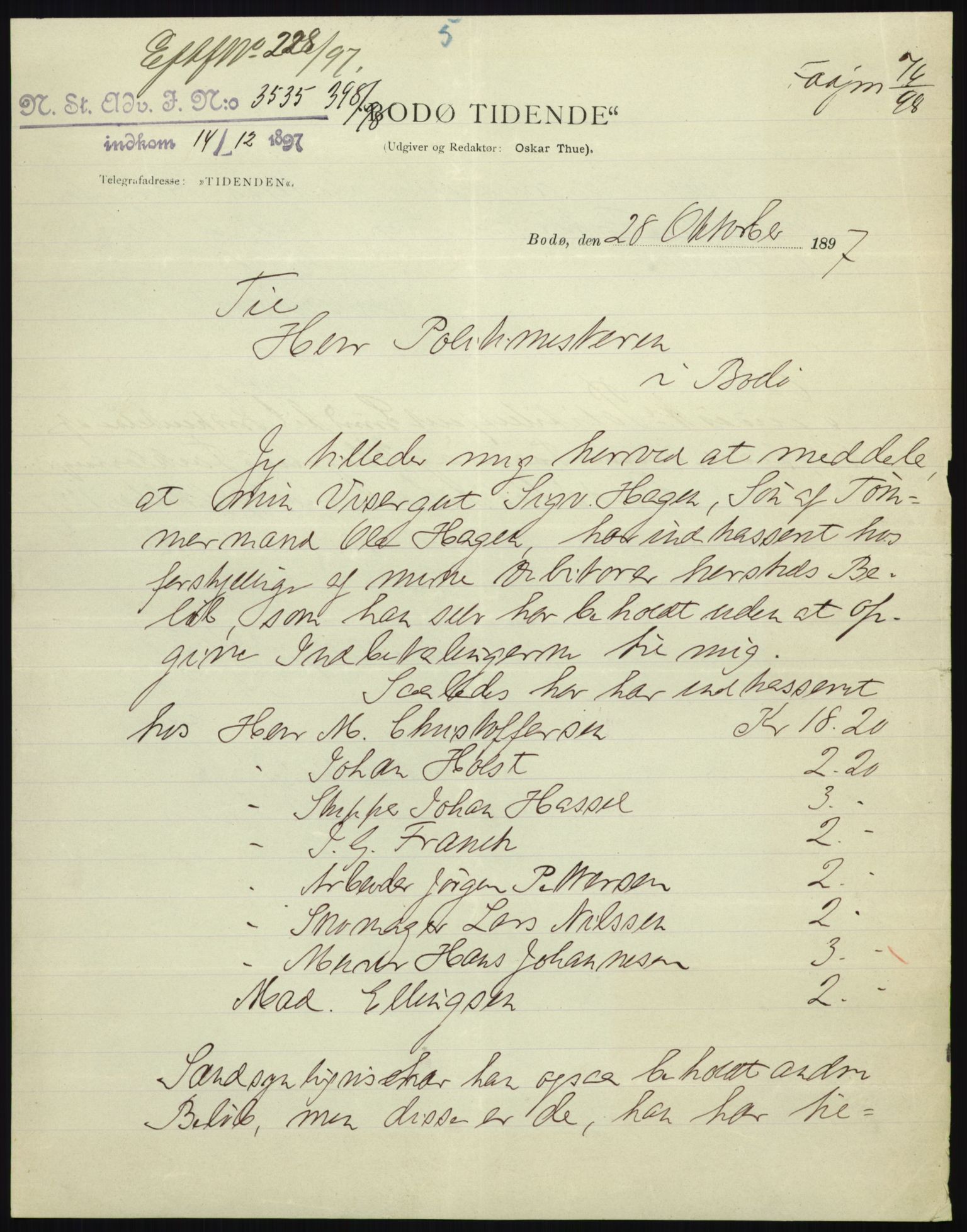 Falstad skolehjem, AV/RA-S-1676/E/Eb/L0001: Elevmapper løpenr. 10-41, 1895-1905, p. 448