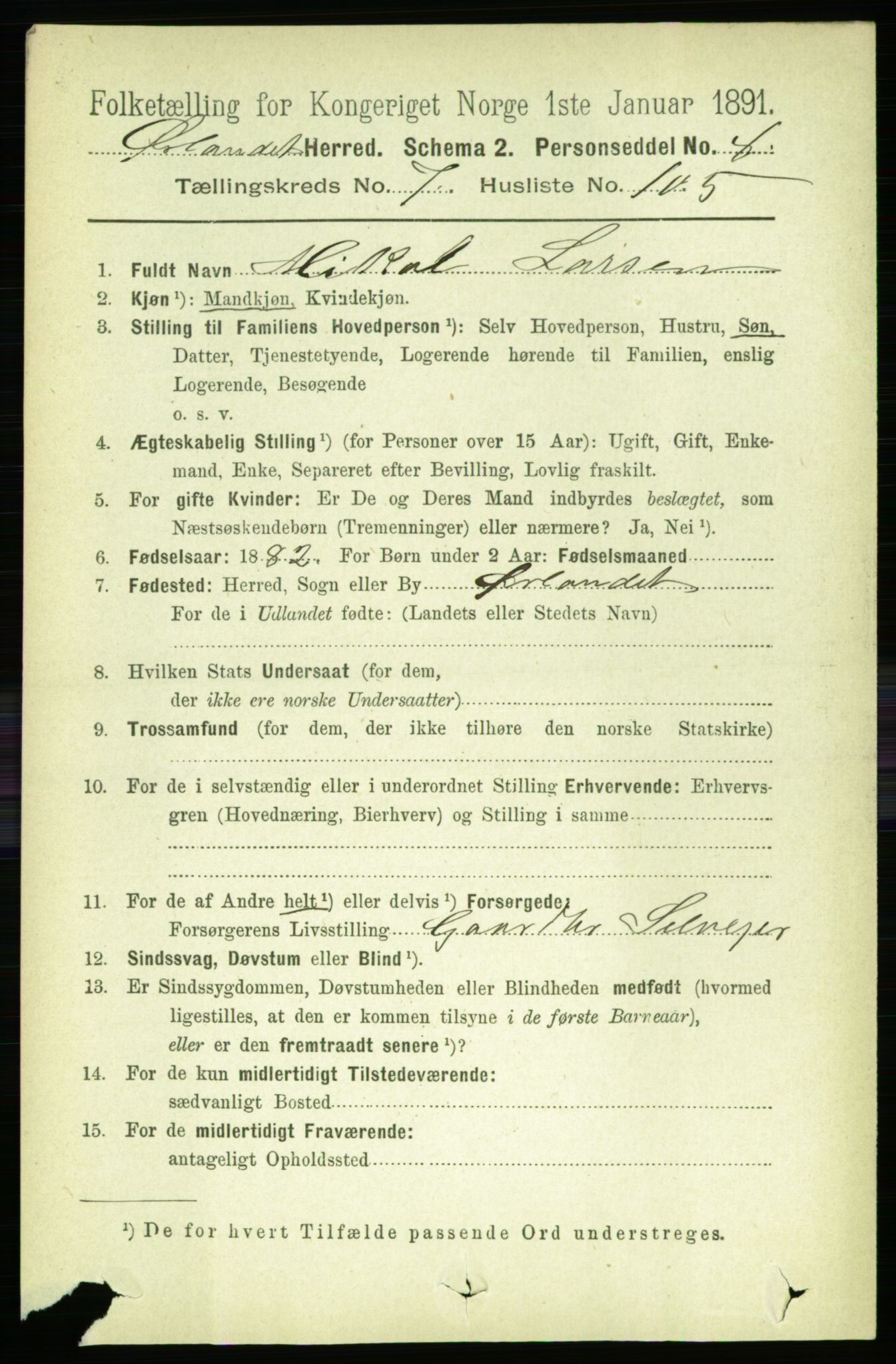 RA, 1891 census for 1621 Ørland, 1891, p. 3093