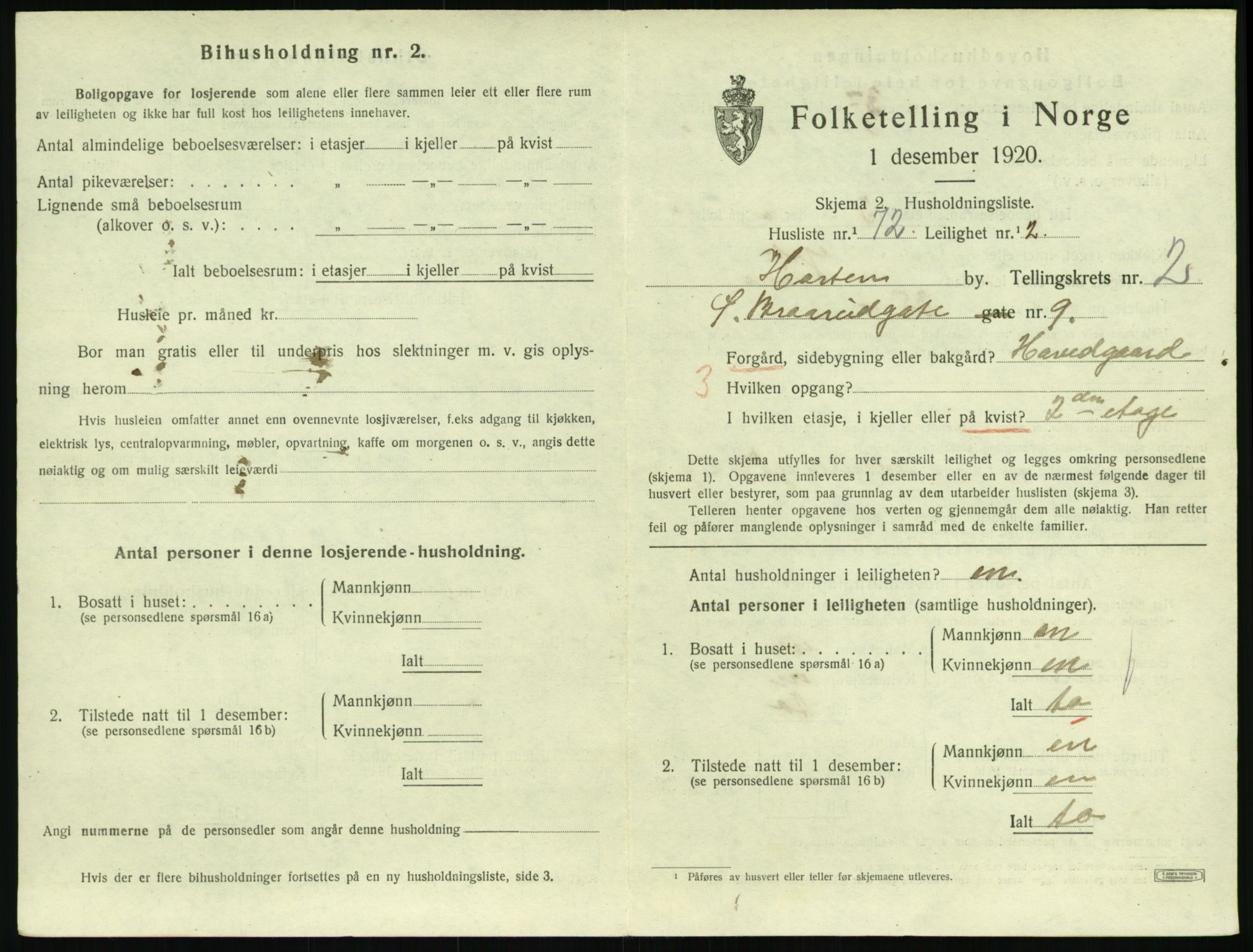 SAKO, 1920 census for Horten, 1920, p. 3601