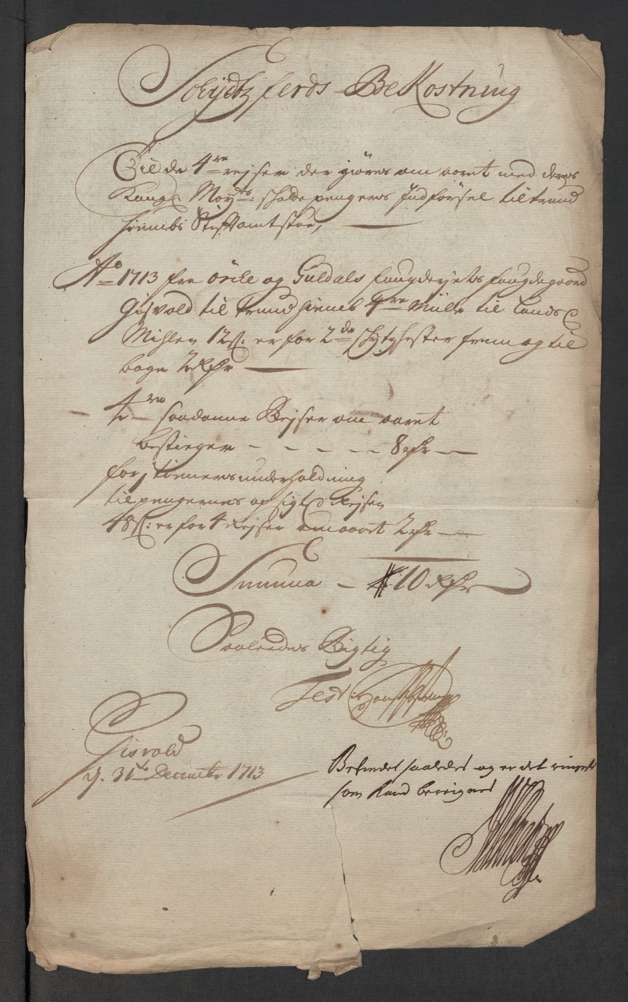 Rentekammeret inntil 1814, Reviderte regnskaper, Fogderegnskap, AV/RA-EA-4092/R60/L3964: Fogderegnskap Orkdal og Gauldal, 1713, p. 580